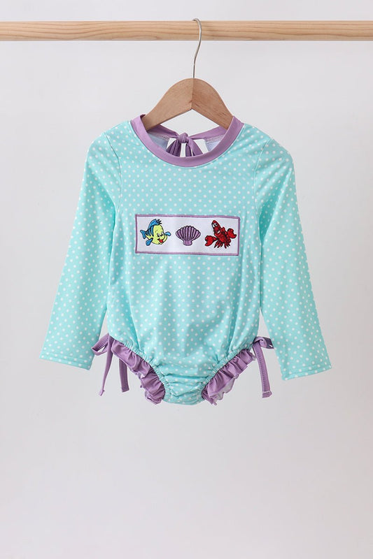 Blue under the sea Embroidered UPF Rashguard - Abbies Place