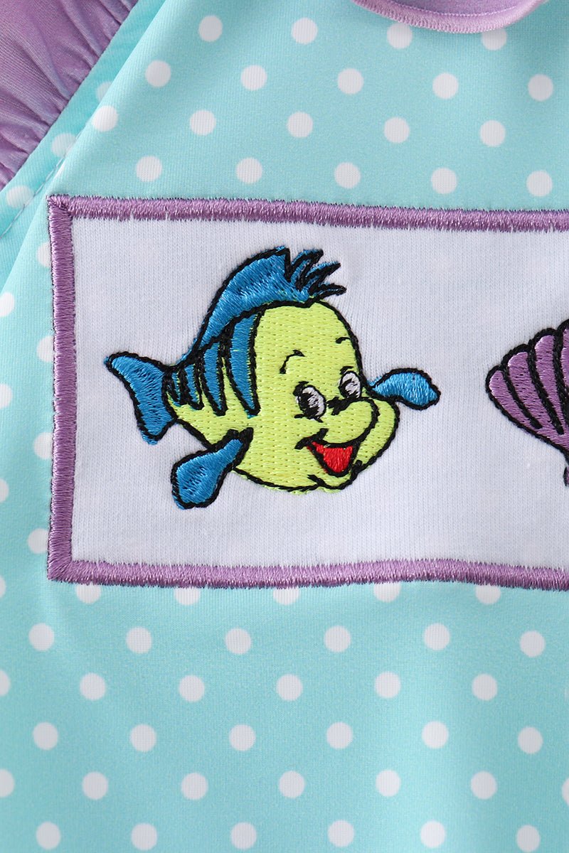 Blue under the sea Embroidered UPF Swim One-Piece - Abbies Place