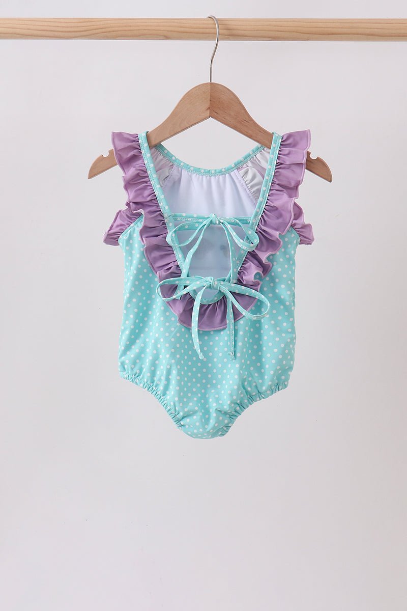 Blue under the sea Embroidered UPF Swim One-Piece - Abbies Place