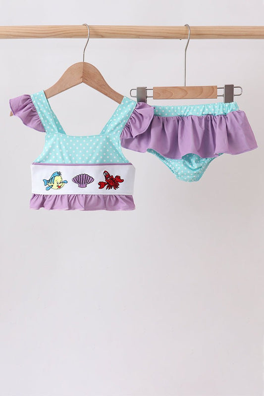 Blue under the sea Embroidered UPF Swim Set - Abbies Place