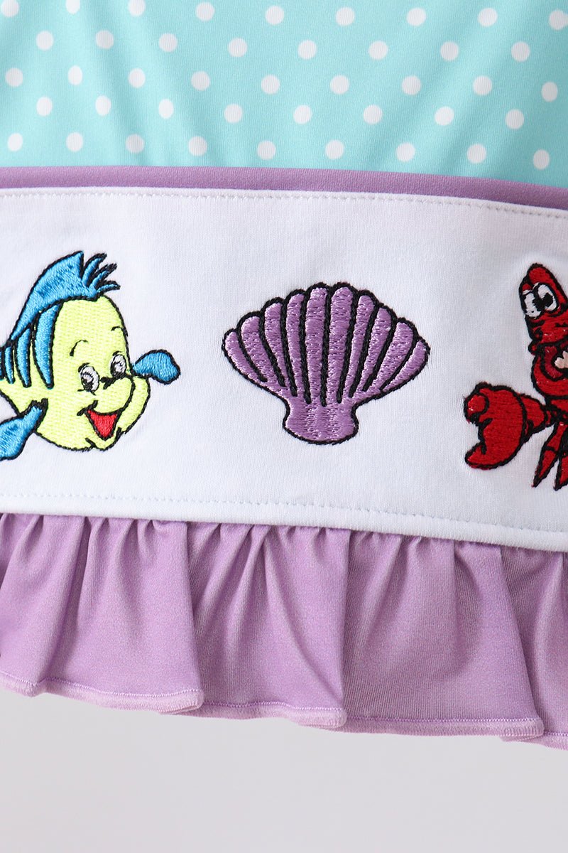 Blue under the sea Embroidered UPF Swim Set - Abbies Place