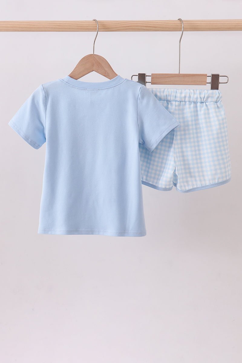 Blue Whale Embroidered Shorts Set - Abbies Place