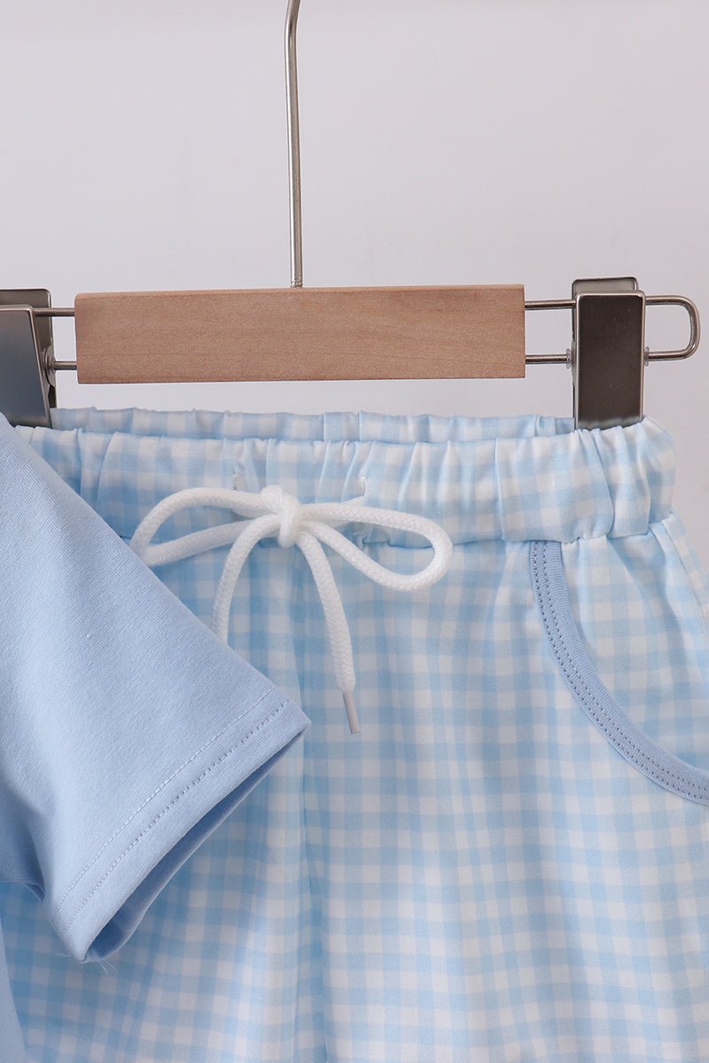 Blue Whale Embroidered Shorts Set - Abbies Place
