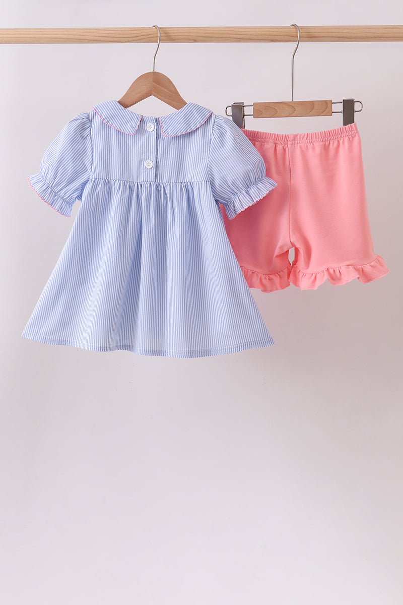 Blue Whale Smocked Seersucker Shorts Set - Abbies Place