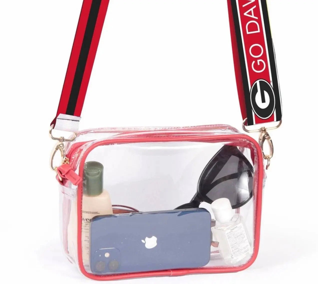 Bridget Clear Purse with Reversible Patterned Shoulder Straps - Abbies Place