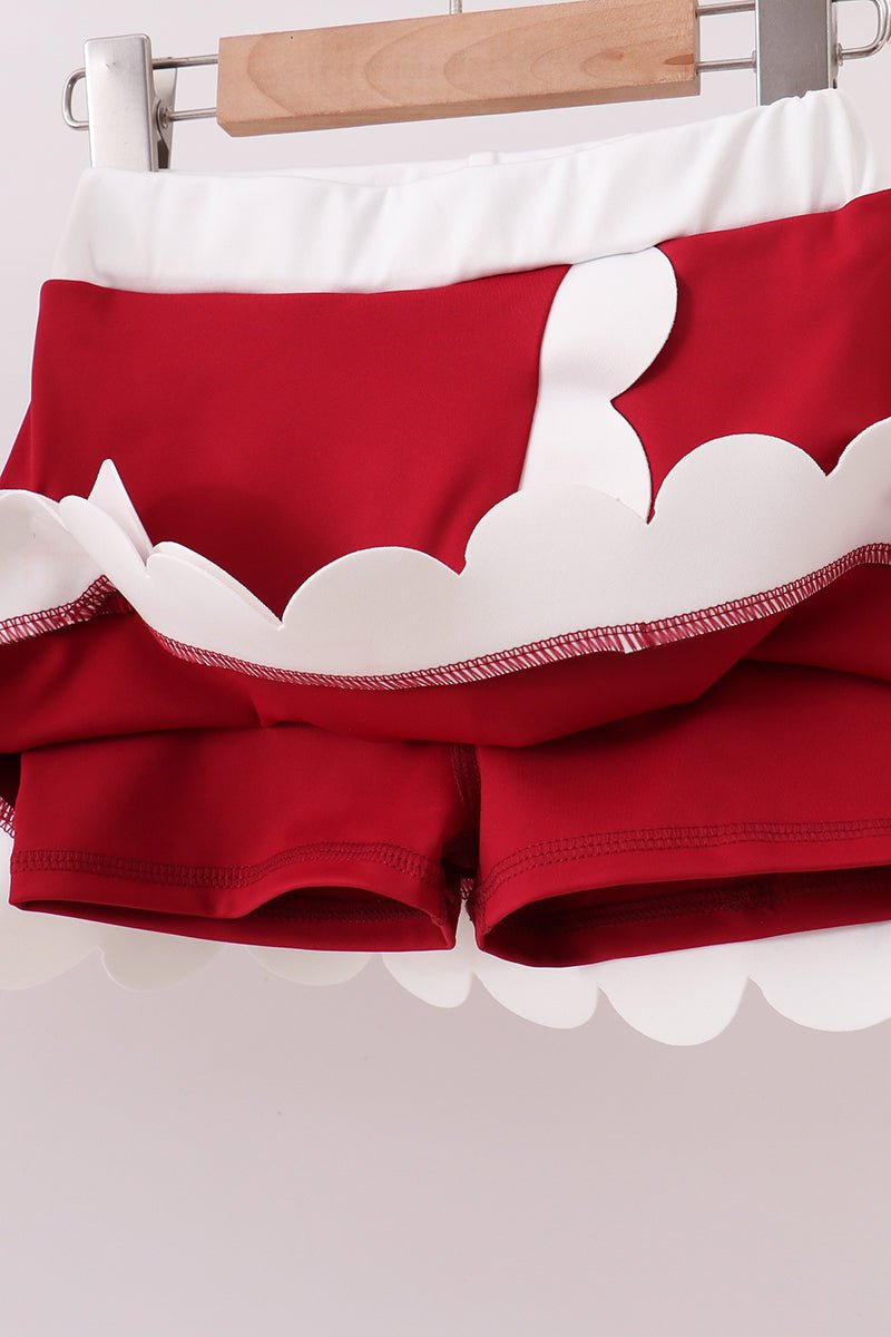 Burgundy Performance Scalloped Skorts Set - Abbies Place