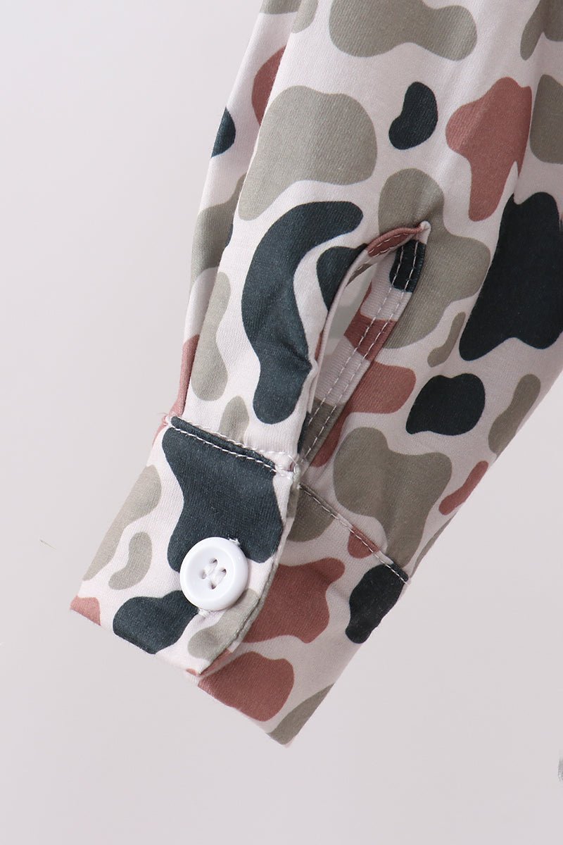 Camo Duck Embroidered Button Down Shirt - Abbies Place