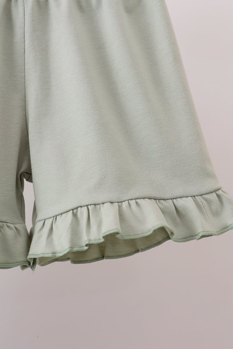 Camo Hunting Embroidered Ruffle Shorts Set - Abbies Place