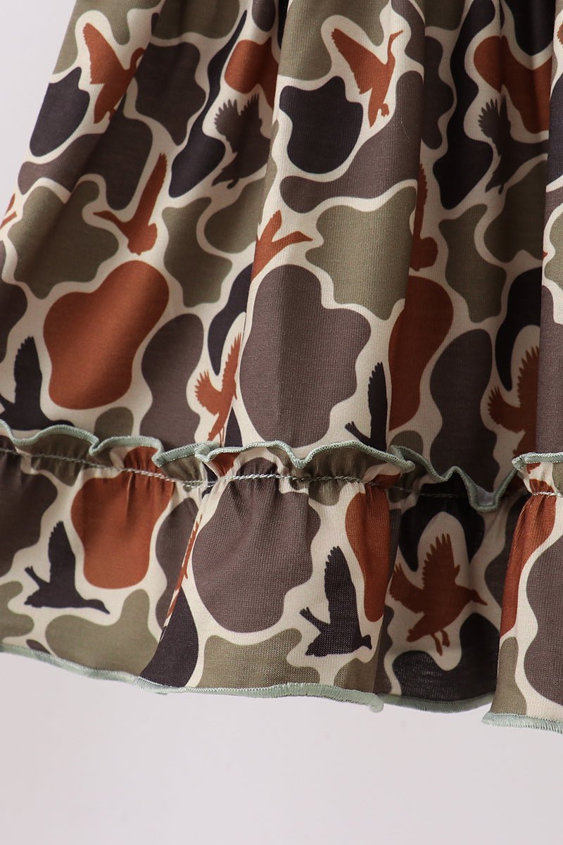 Camo Hunting Embroidered Ruffle Shorts Set - Abbies Place