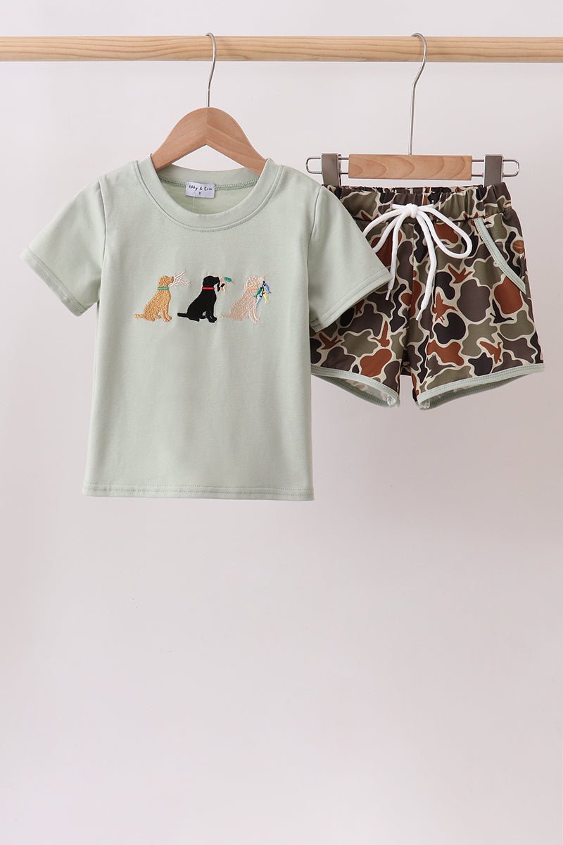 Camo Hunting Embroidered Shorts Set - Abbies Place