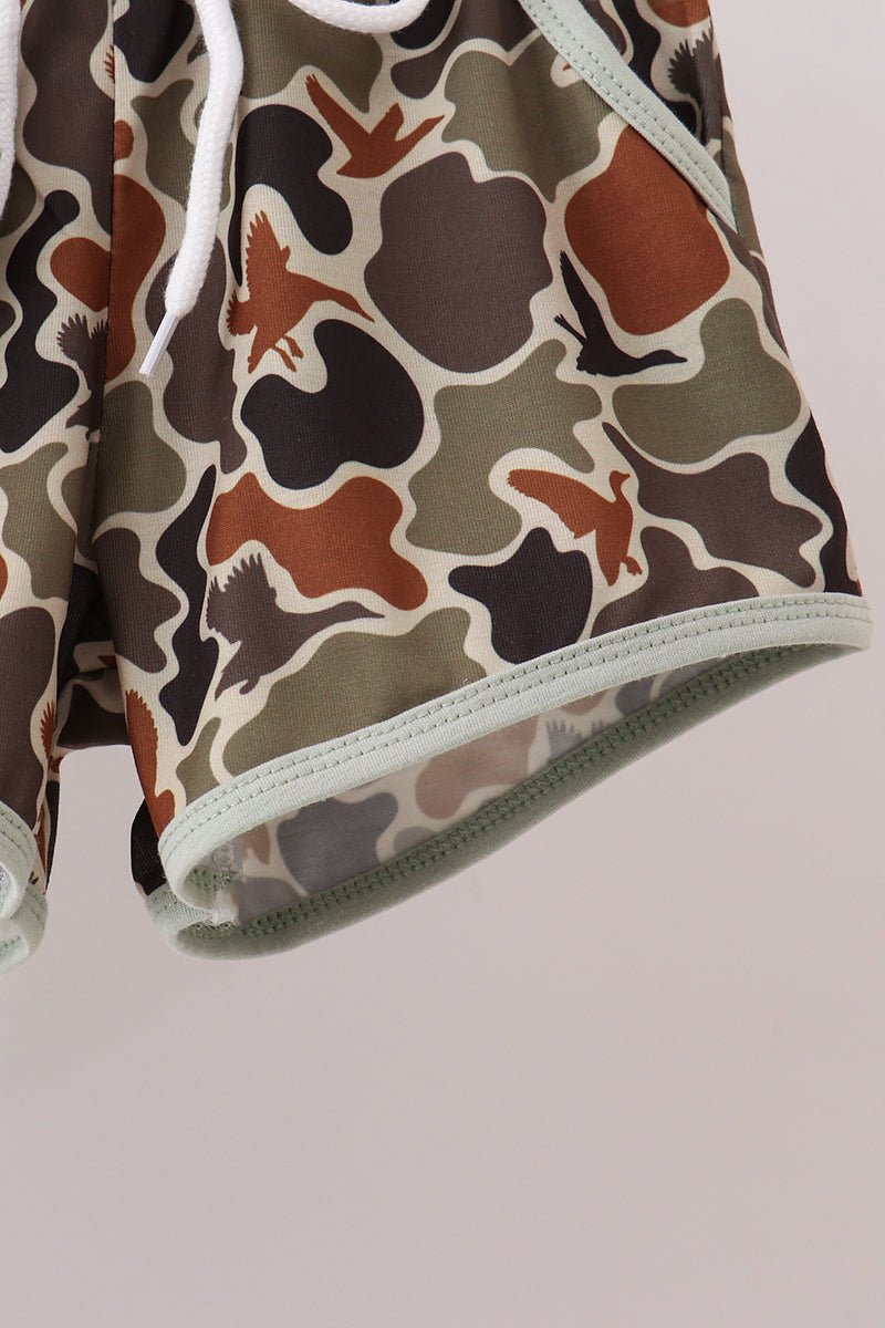 Camo Hunting Embroidered Shorts Set - Abbies Place