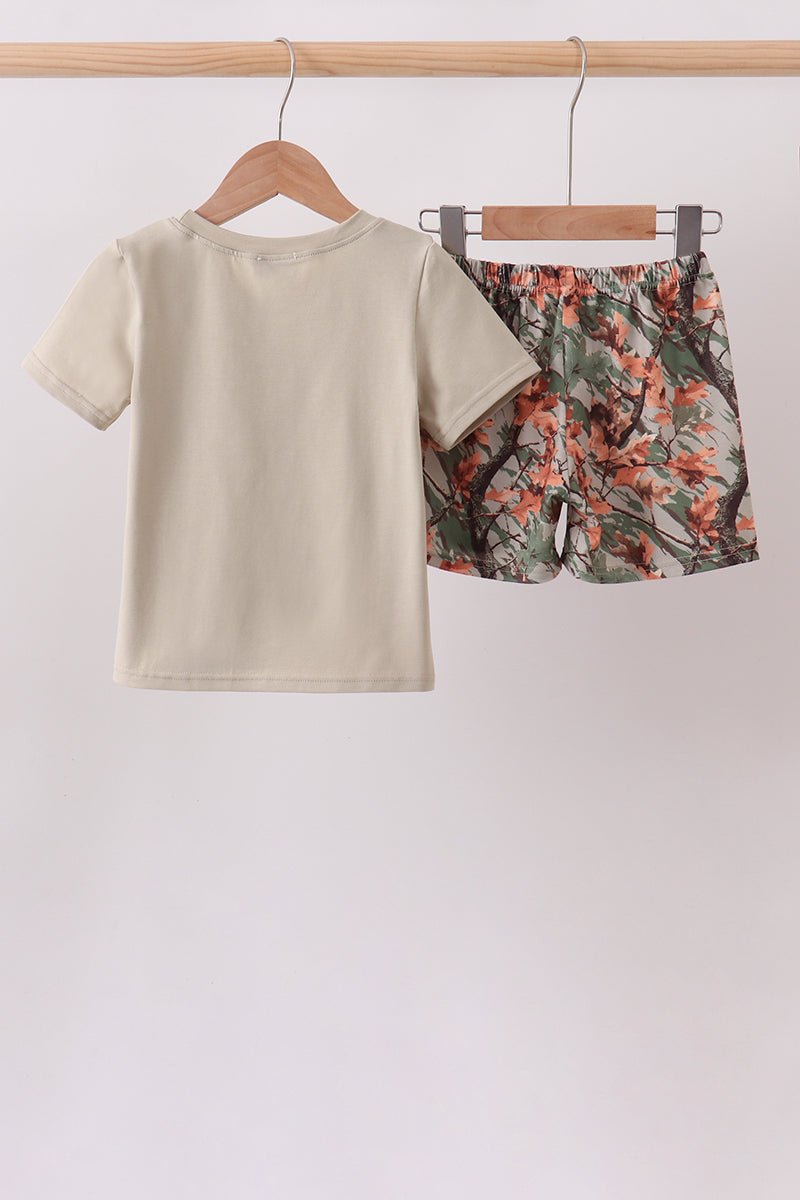 Camo Wildlife Embroidered Shorts Set - Abbies Place