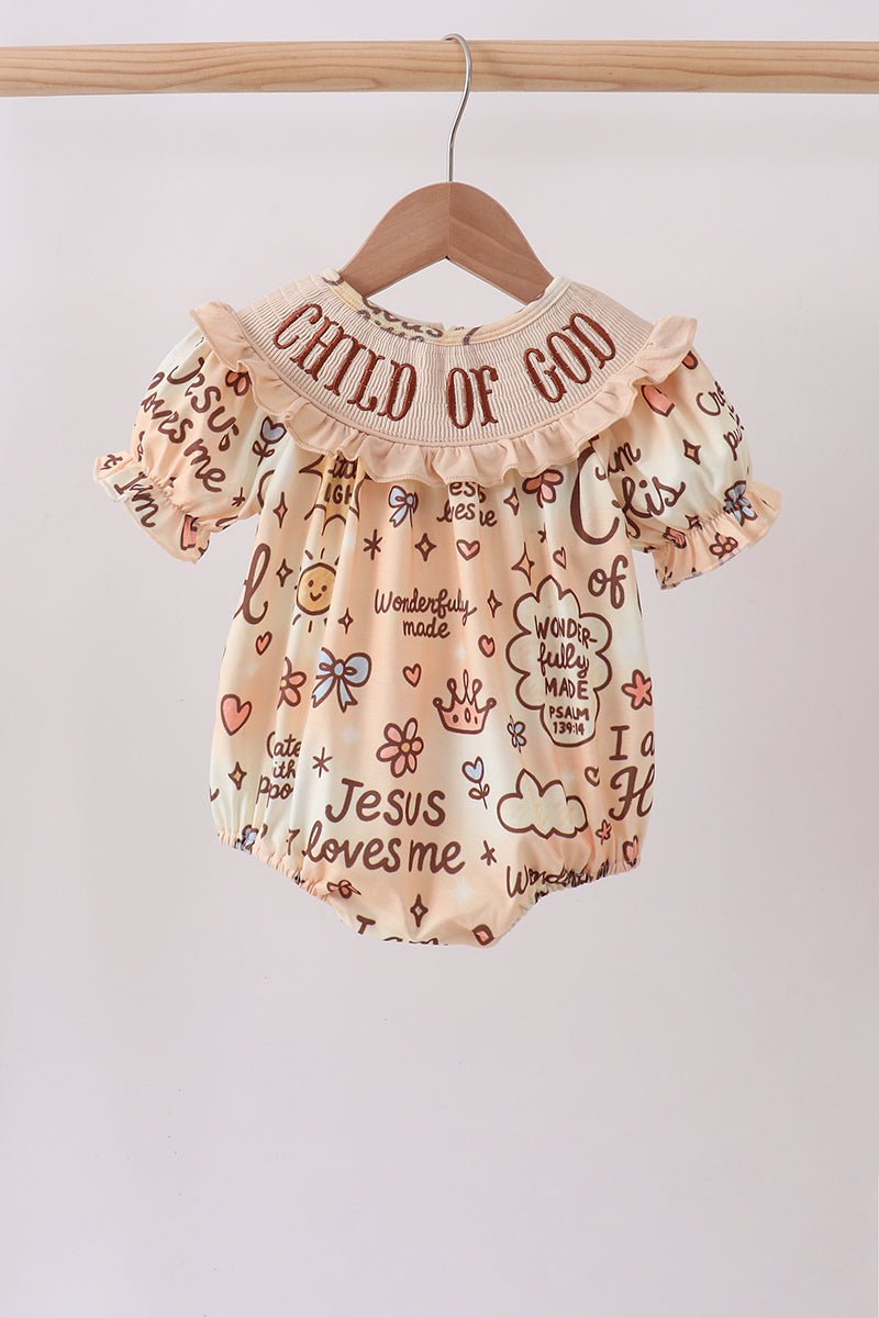 Child of God Smocked Ruffle Bubble - Abbies Place