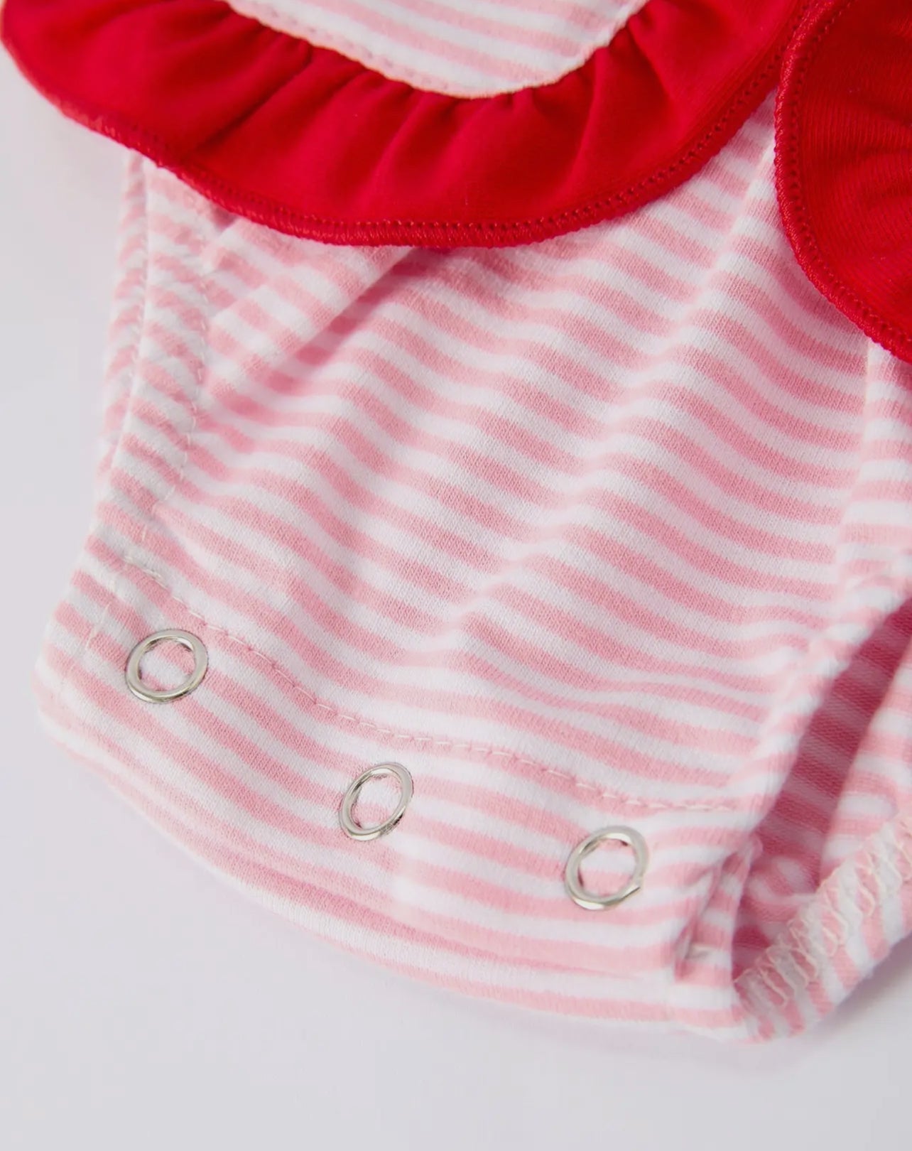 Christmas Candy Cane Embroidery Striped Baby Girl Romper with Pocket Ruffles - Abbies Place