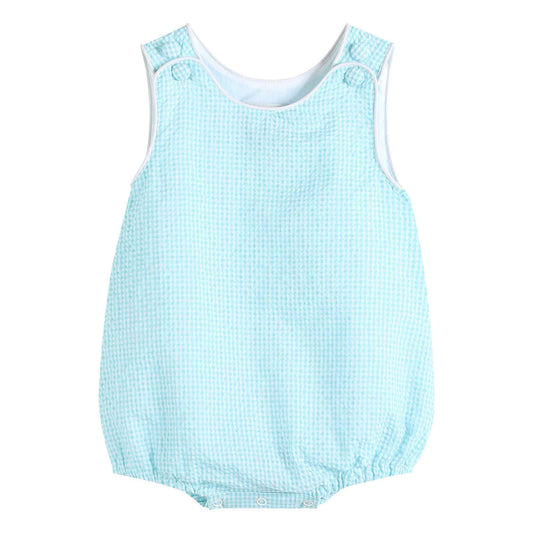Classic Turquoise Seersucker Bubble Romper - Abbies Place