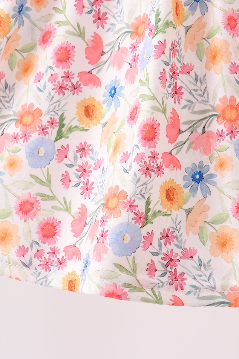 Coral Jesus Loves me Embroidered Floral Bloomer Set - Abbies Place