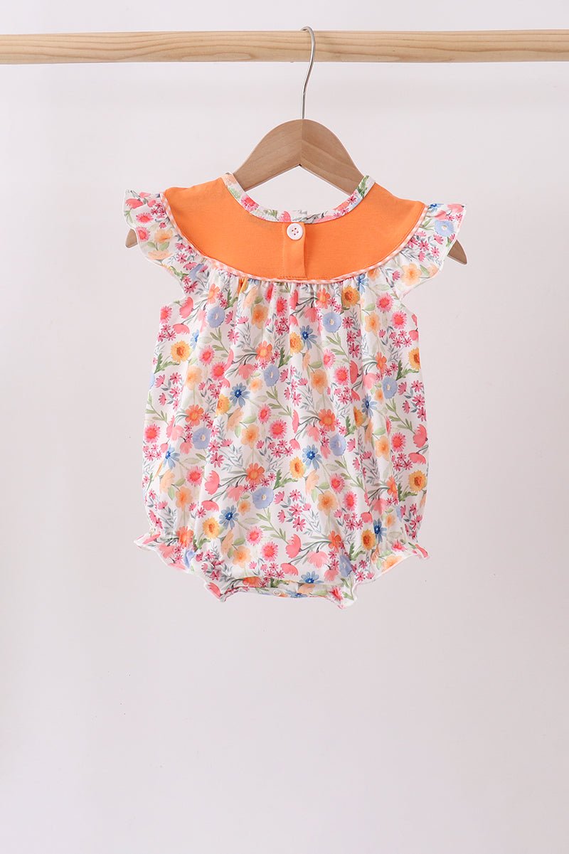Coral Jesus Loves me Embroidered Floral Bubble - Abbies Place