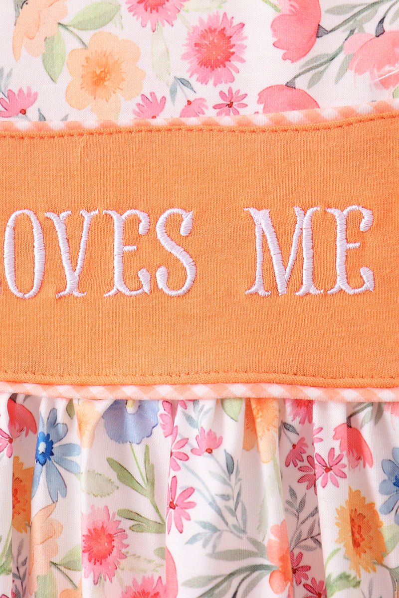 Coral Jesus Loves me Embroidered Floral Shorts Set - Abbies Place