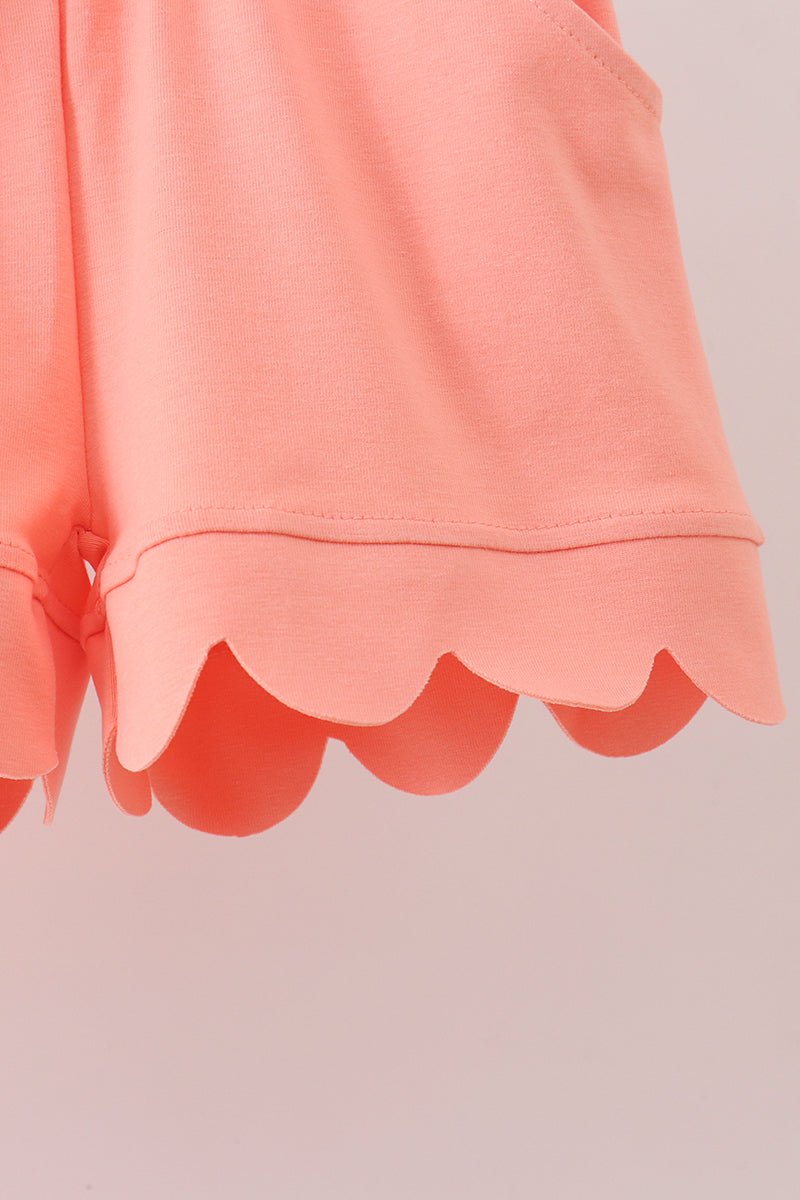 Coral Scalloped Polo Set - Abbies Place