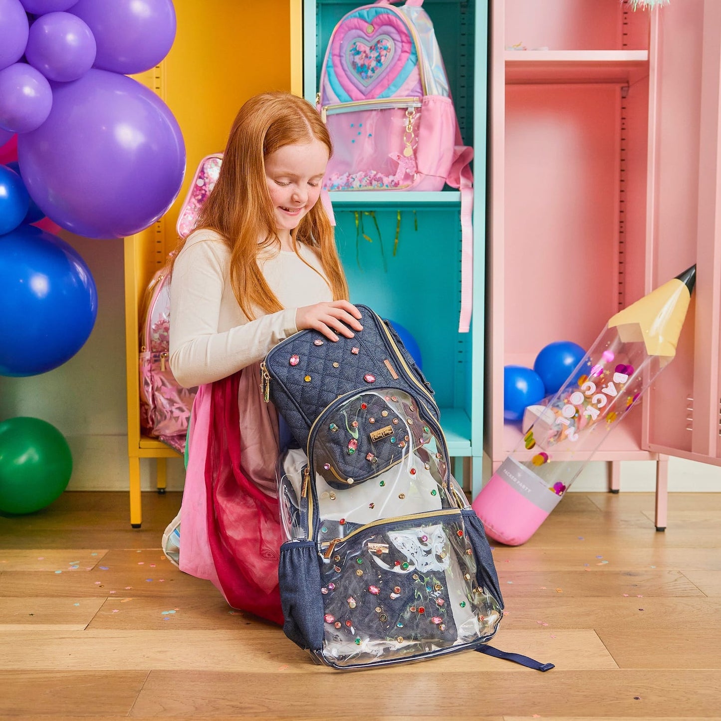 Denim and Gems Clear Backpack - Abbies Place