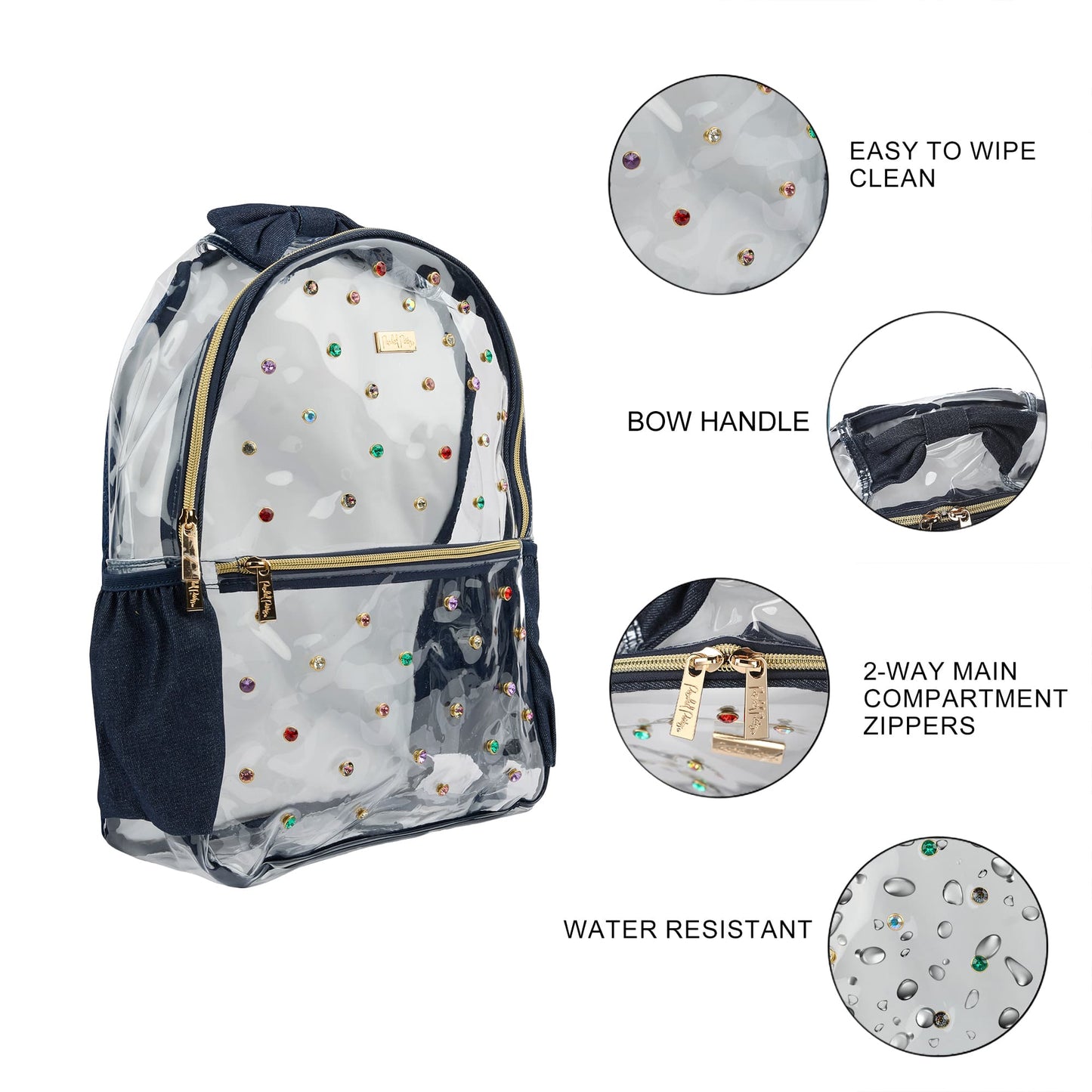 Denim and Gems Clear Backpack - Abbies Place