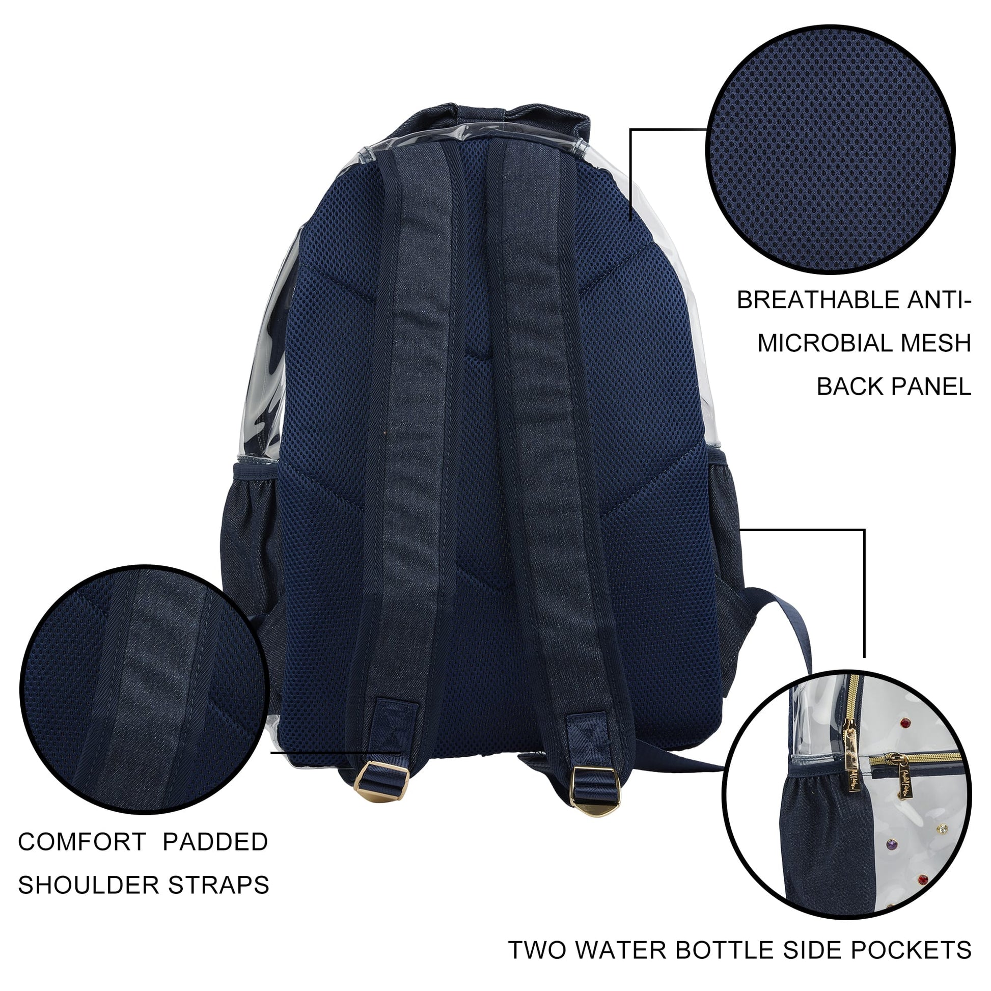 Denim and Gems Clear Backpack - Abbies Place
