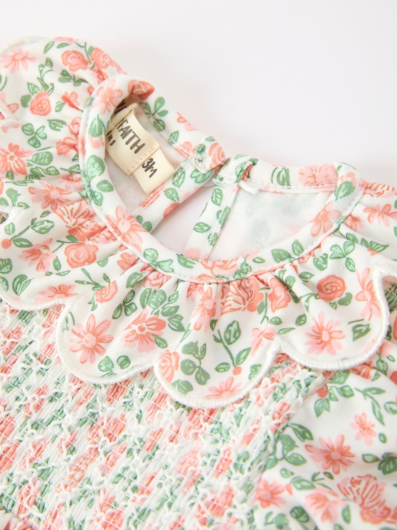 Fall Blush Floral Baby Romper Smocked Petal Collar - Abbies Place