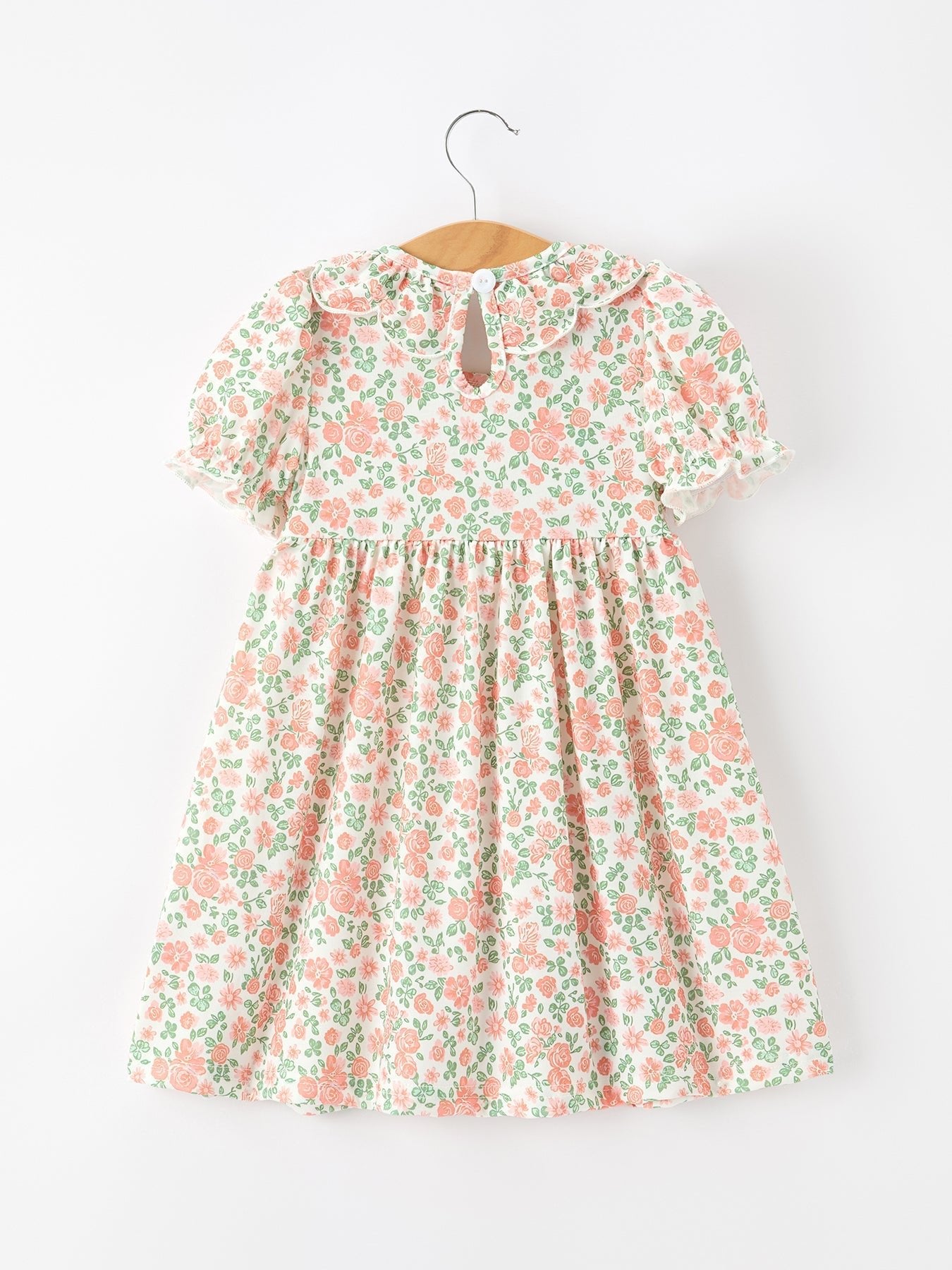 Fall Blush Floral Girls Dress Smocked Petal Collar - Abbies Place