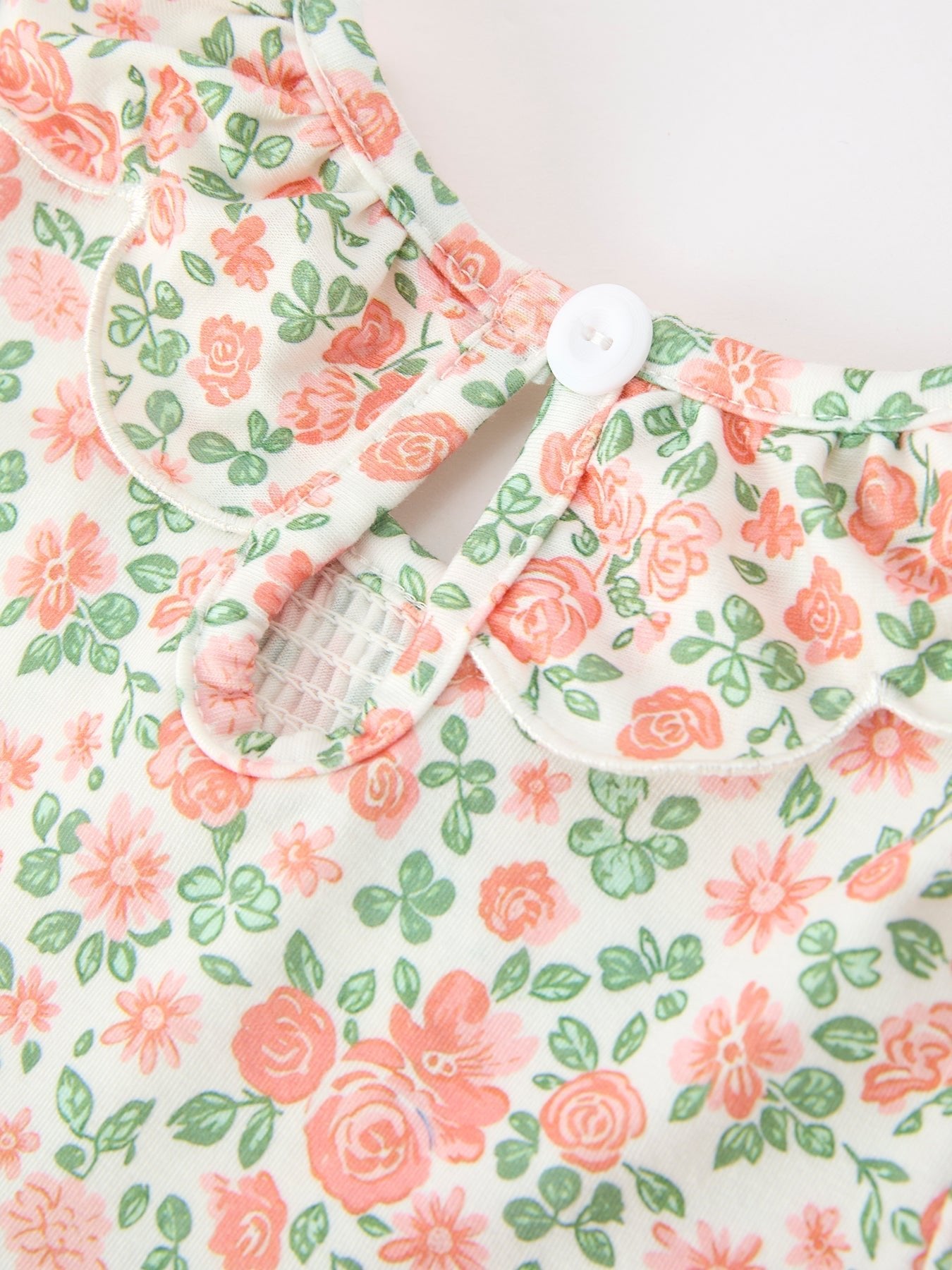 Fall Blush Floral Girls Dress Smocked Petal Collar - Abbies Place
