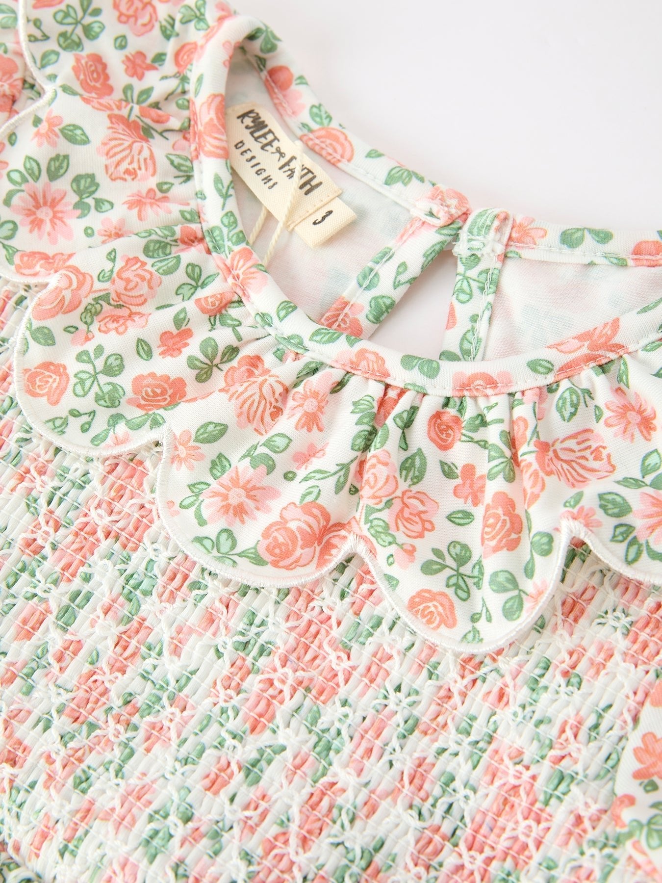 Fall Blush Floral Girls Dress Smocked Petal Collar - Abbies Place