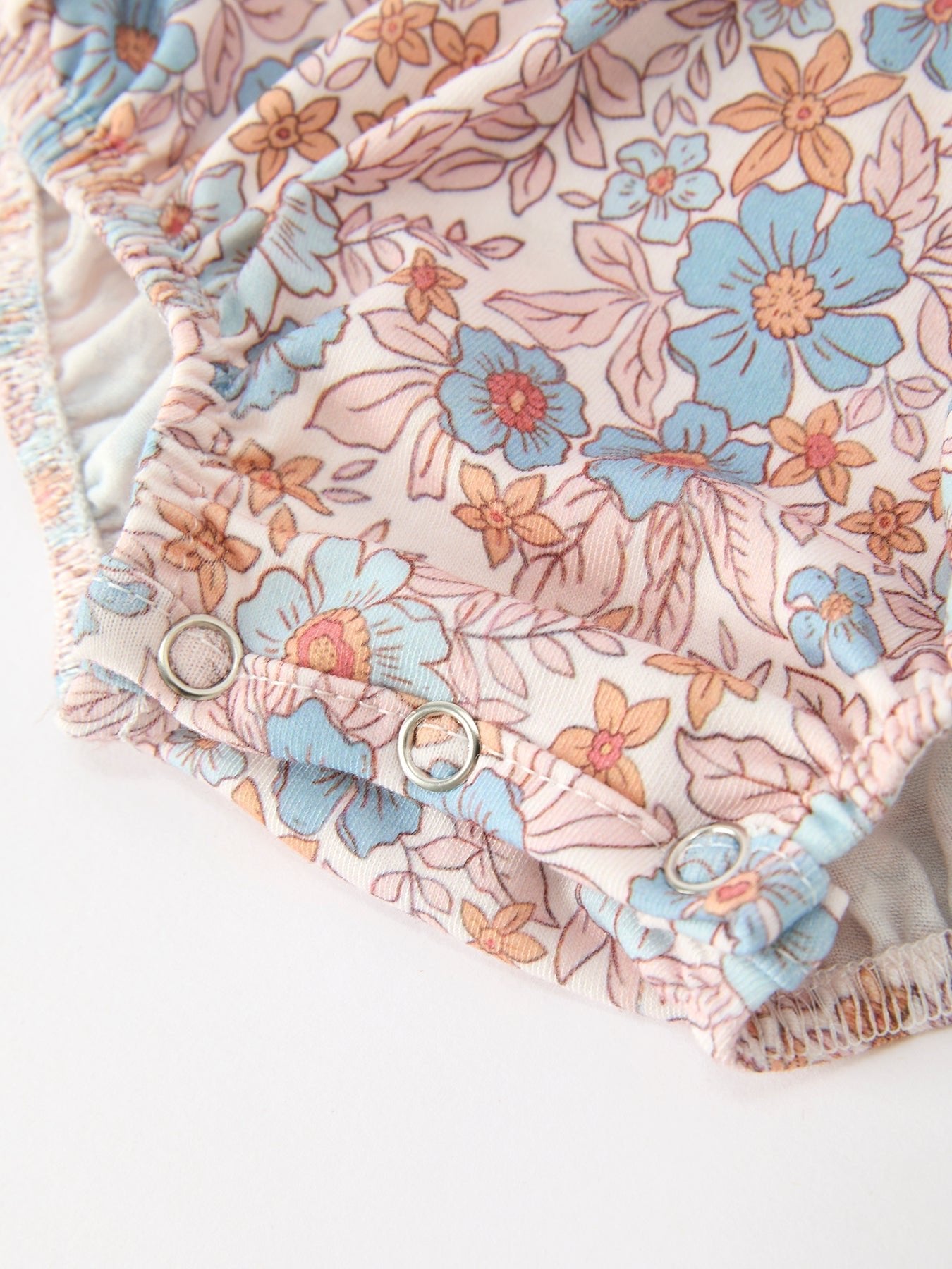 Fall Floral Baby Romper Smocked Ruffle Neck Bow - Abbies Place
