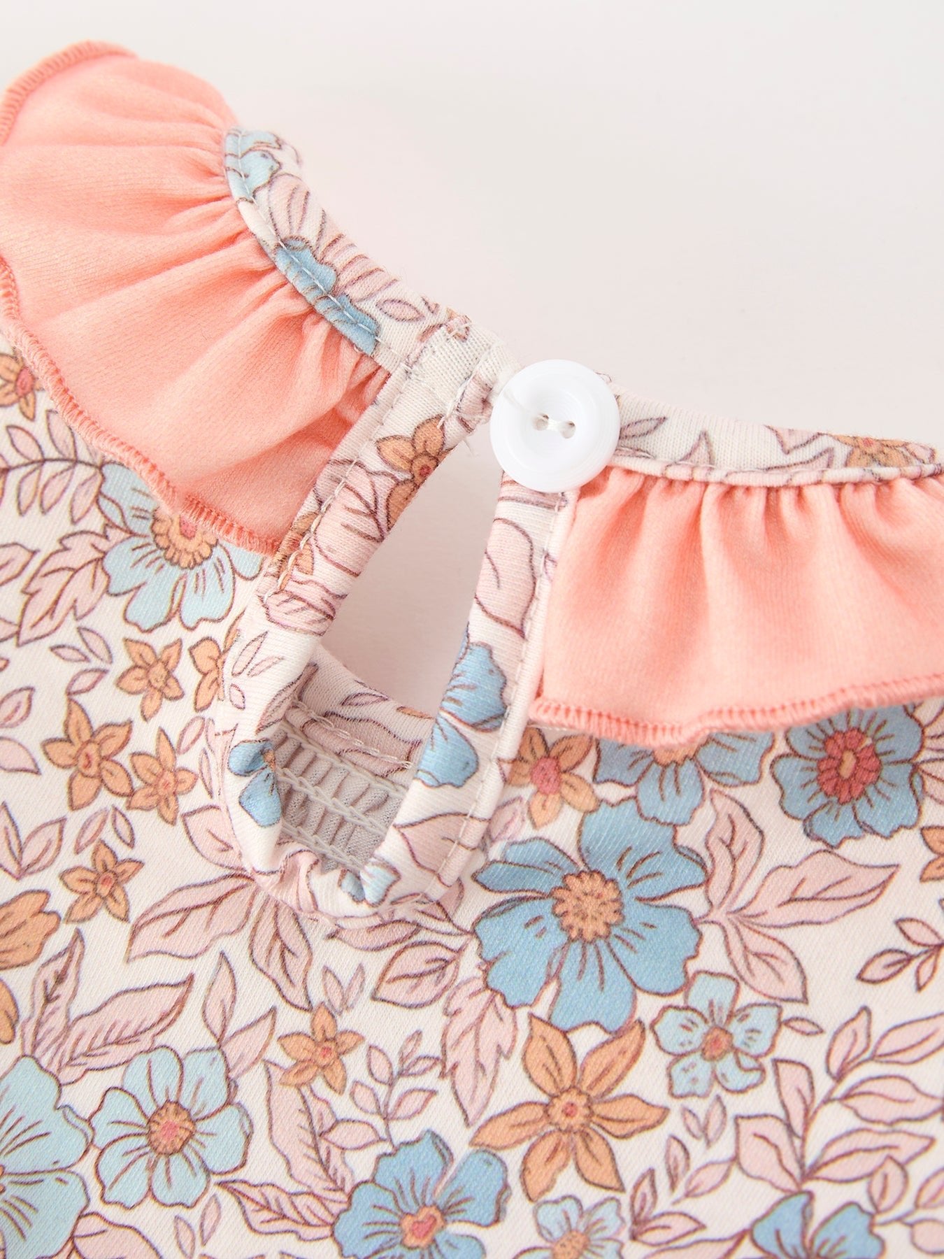 Fall Floral Baby Romper Smocked Ruffle Neck Bow - Abbies Place