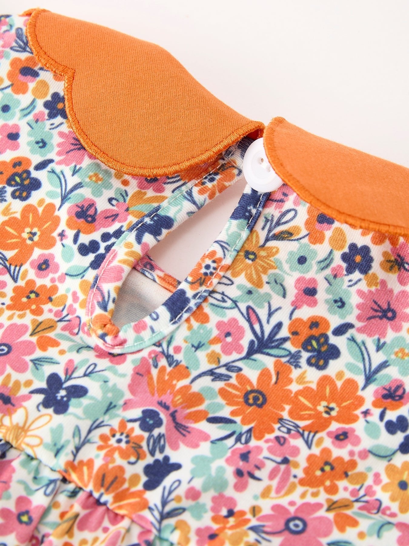 Fall Floral Smocked Petals Collar Girls Bubble Romper - Abbies Place