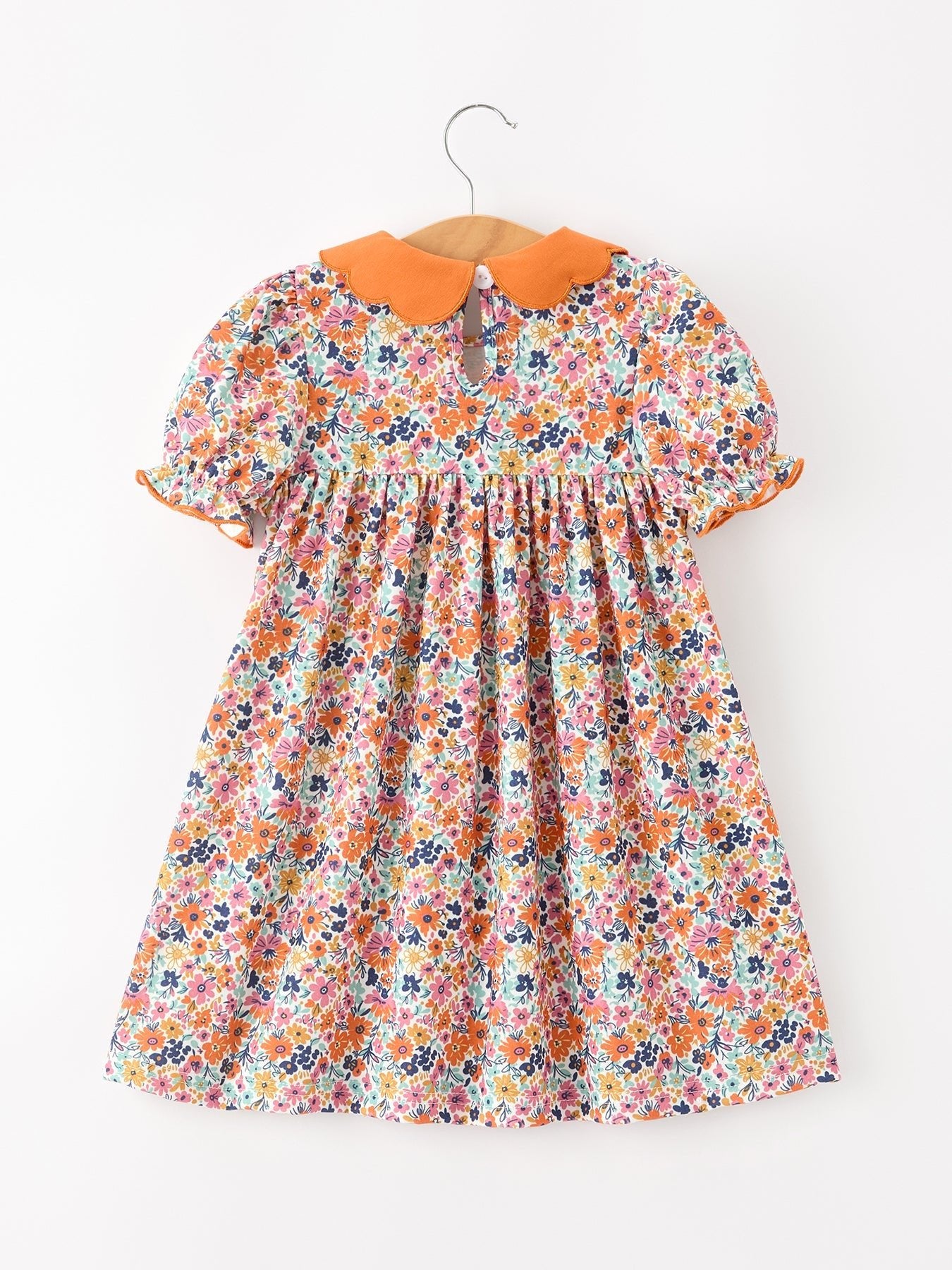 Fall Floral Smocked Petals Collar Girls Dress - Abbies Place