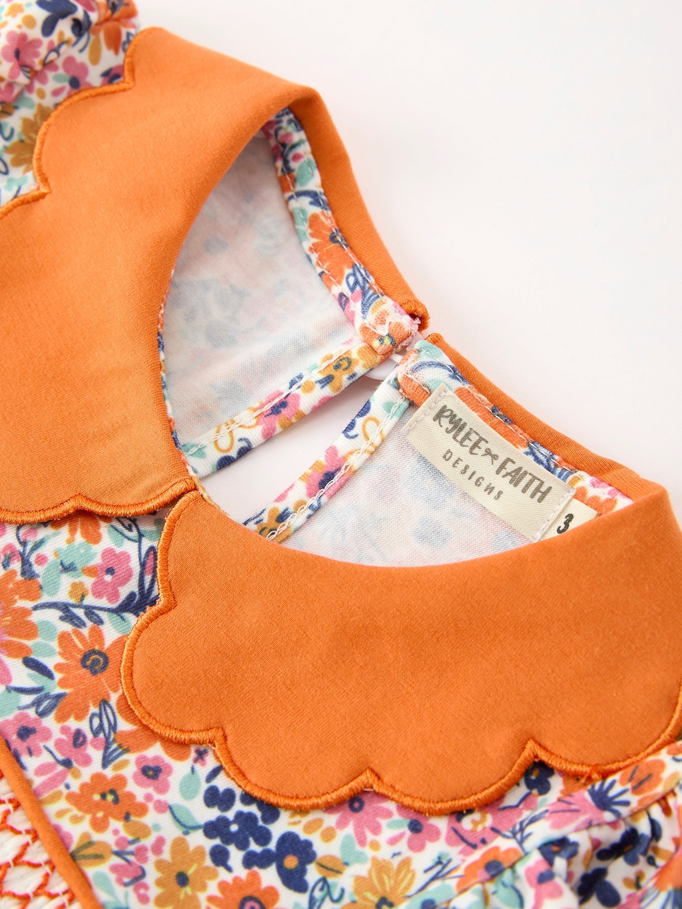 Fall Floral Smocked Petals Collar Girls Dress - Abbies Place