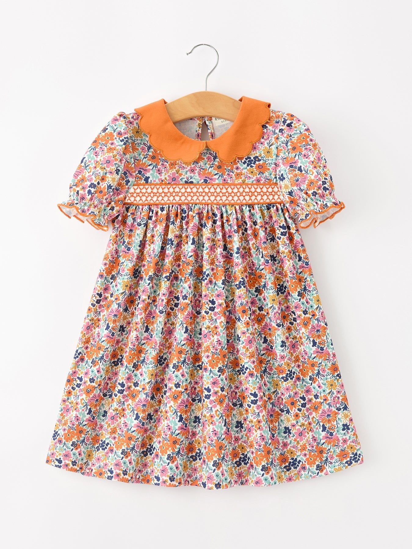 Fall Floral Smocked Petals Collar Girls Dress - Abbies Place