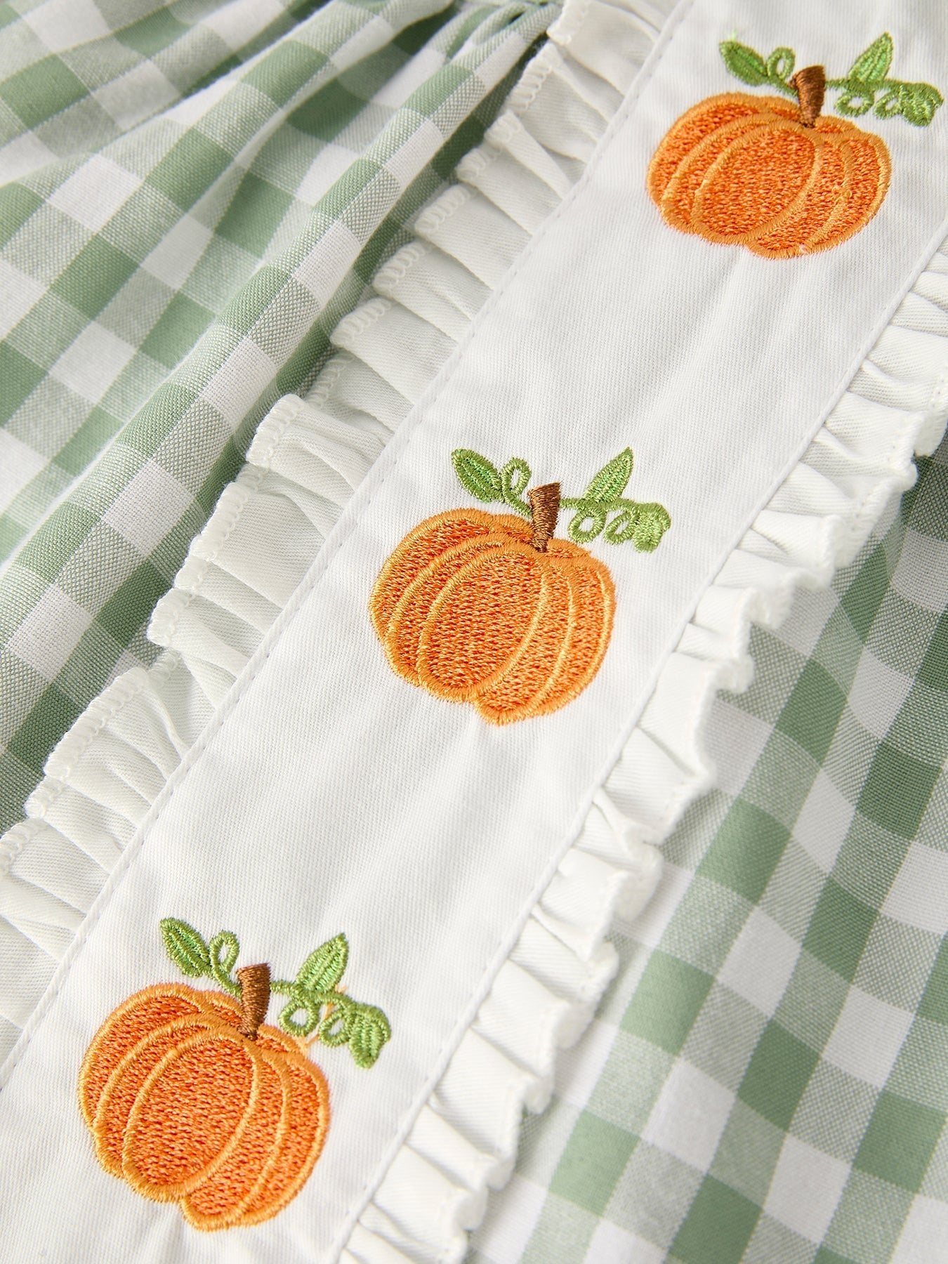 Fall Halloween & Thanksgiving Applique Plaid Girls Bloomers Romper Set - Abbies Place