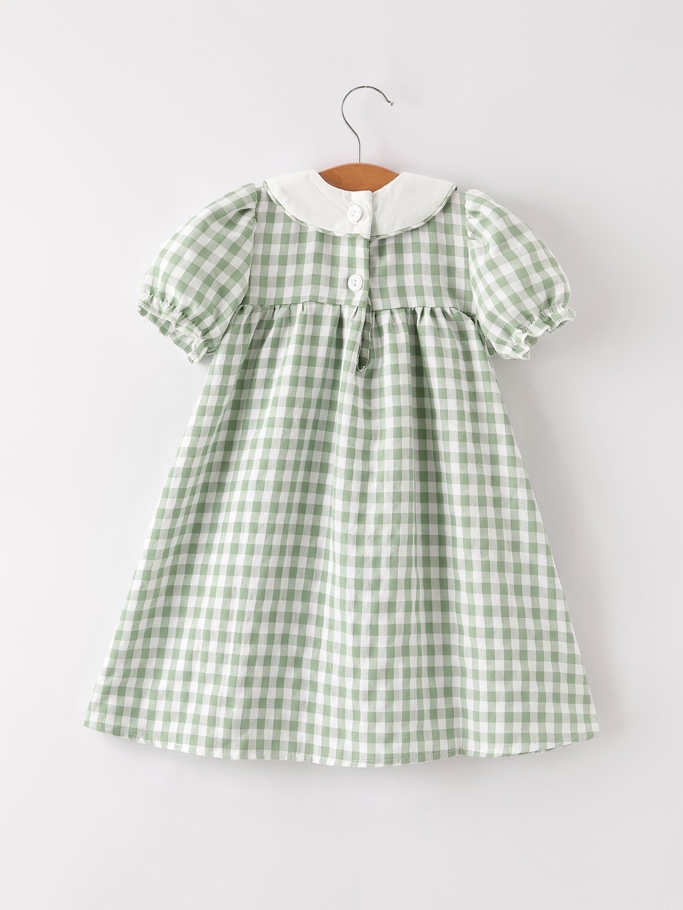Fall Halloween & Thanksgiving Pumpkin Applique Plaid Green Girls Dress - Abbies Place
