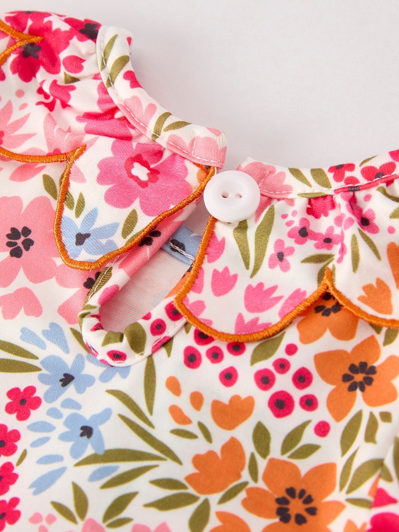 Fall Halloween & Thanksgiving Pumpkin Bow Smock Embroidered Floral Baby Girl Romper - Abbies Place