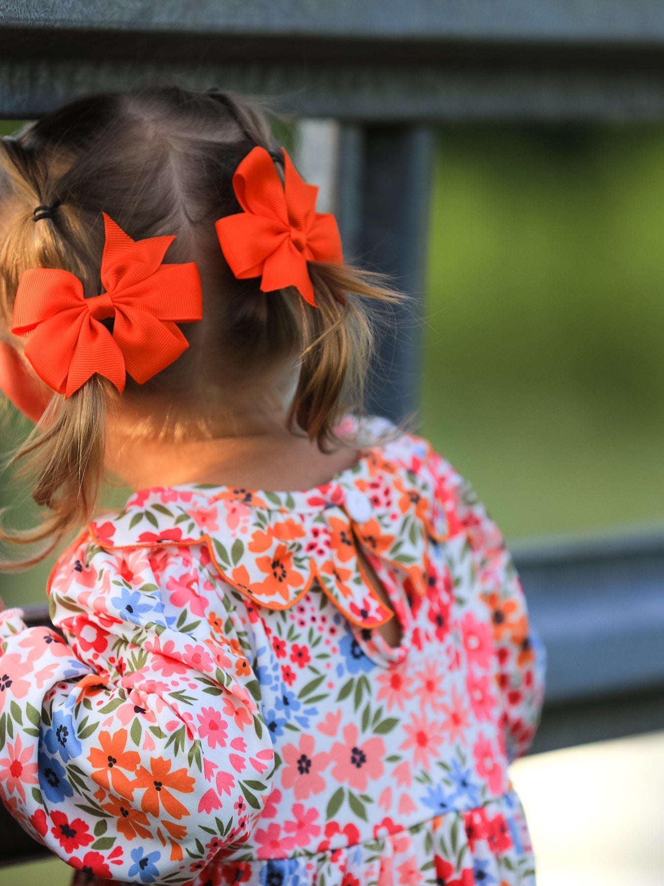 Fall Halloween & Thanksgiving Pumpkin Bow Smock Embroidered Floral Dress - Abbies Place