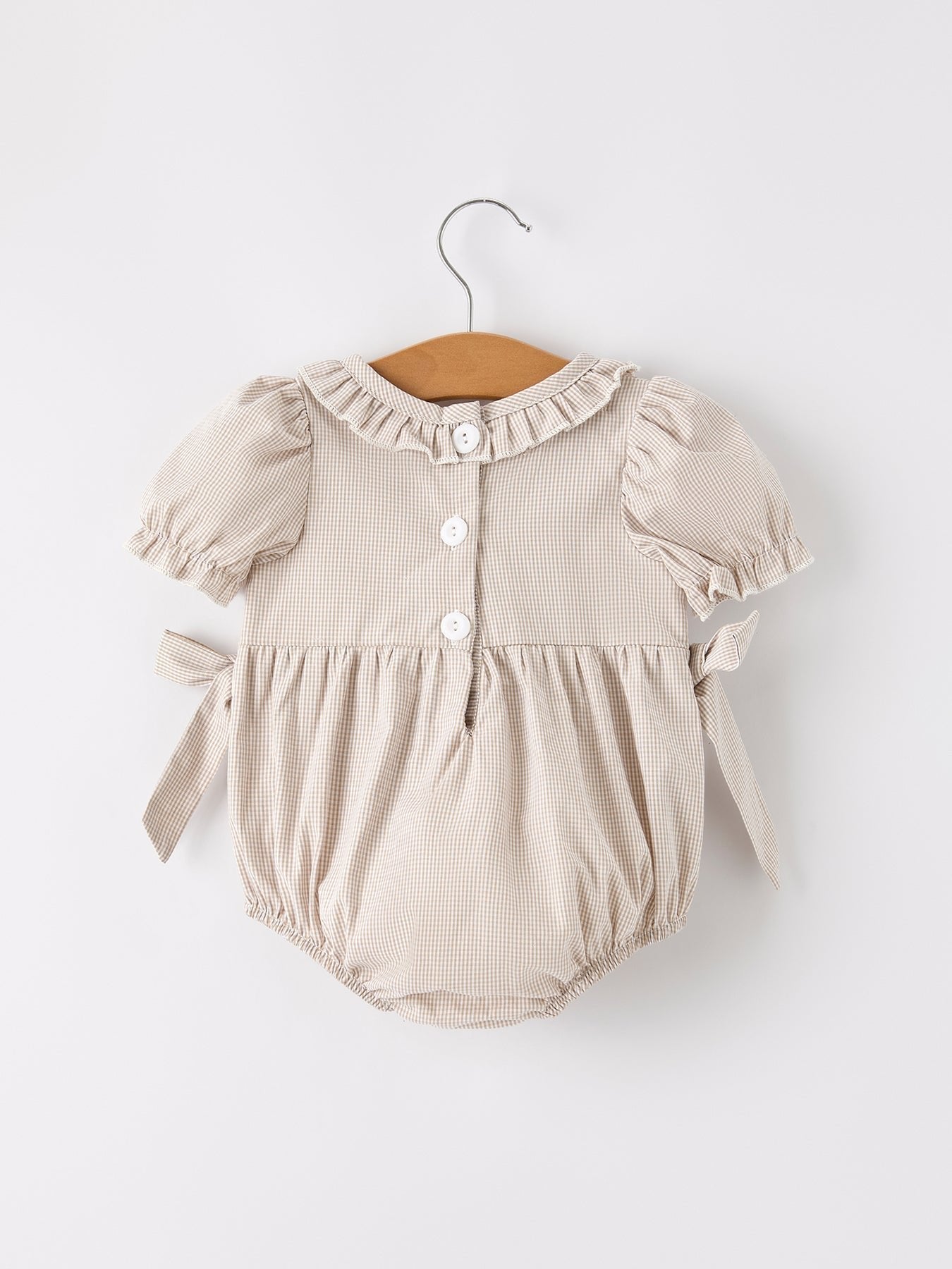 Fall Halloween & Thanksgiving Pumpkin Embroidery Smock Plaid Baby Girl Romper - Abbies Place
