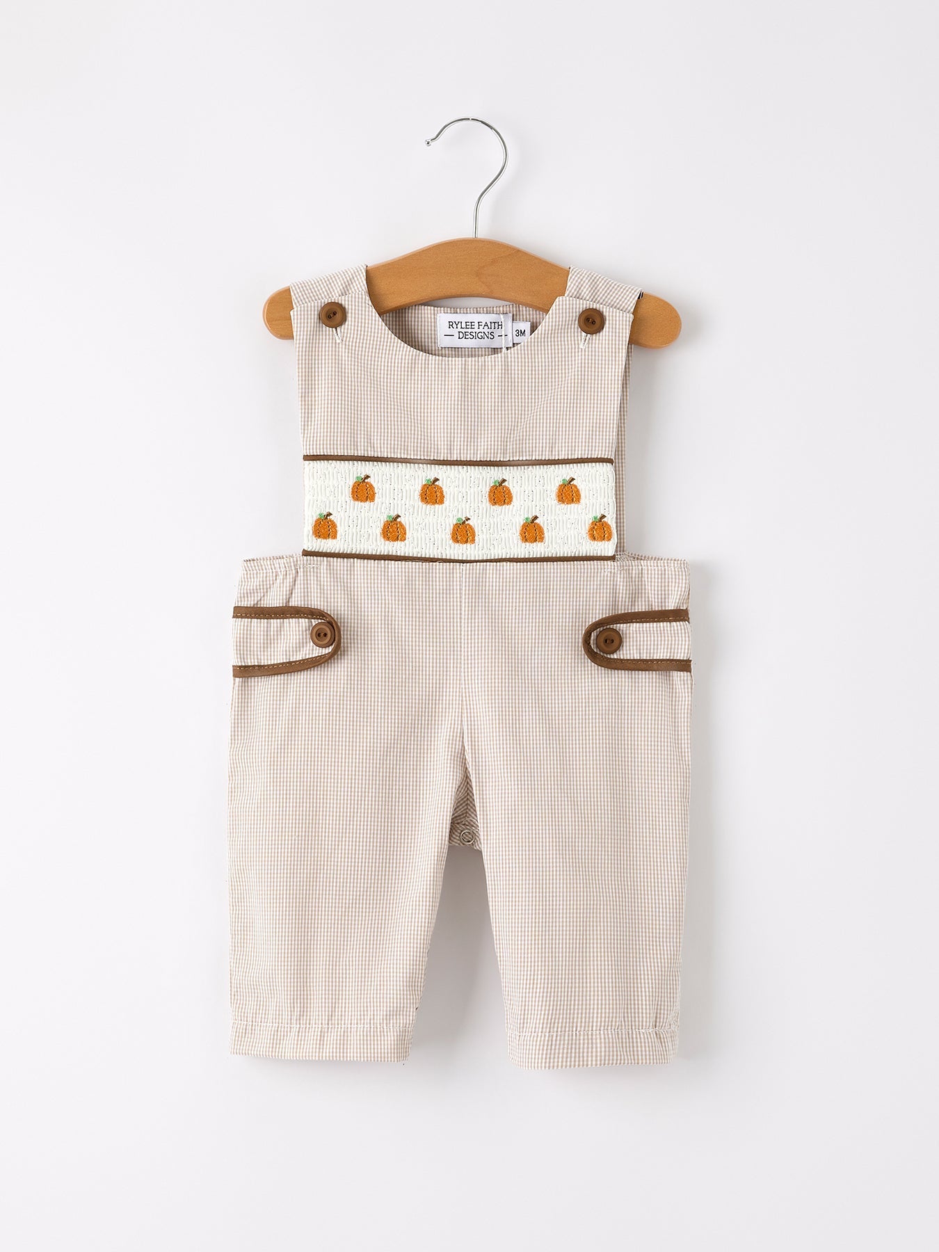 Fall Halloween & Thanksgiving Pumpkin Smock Embroidered Boys Romper - Abbies Place
