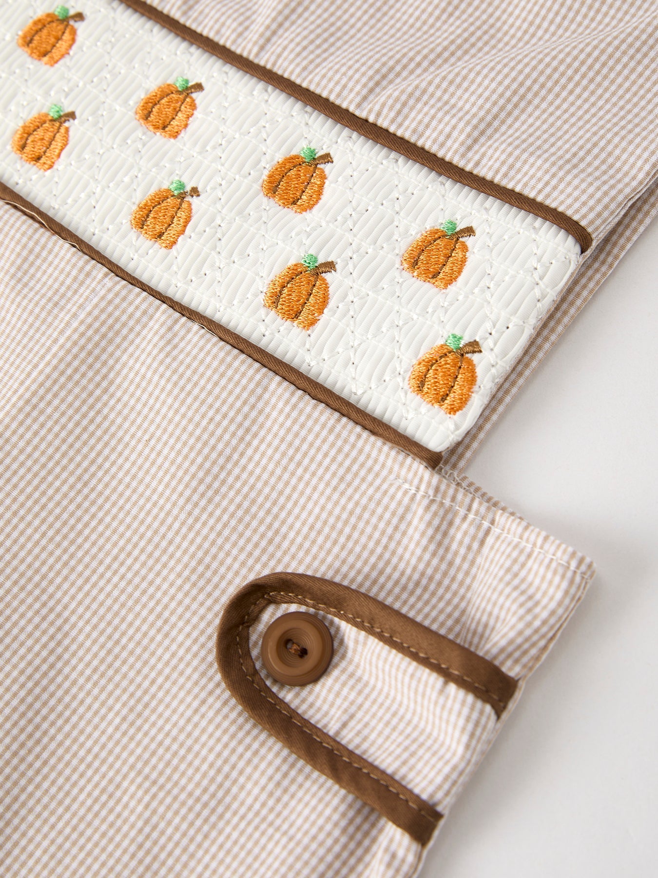 Fall Halloween & Thanksgiving Pumpkin Smock Embroidered Boys Romper - Abbies Place