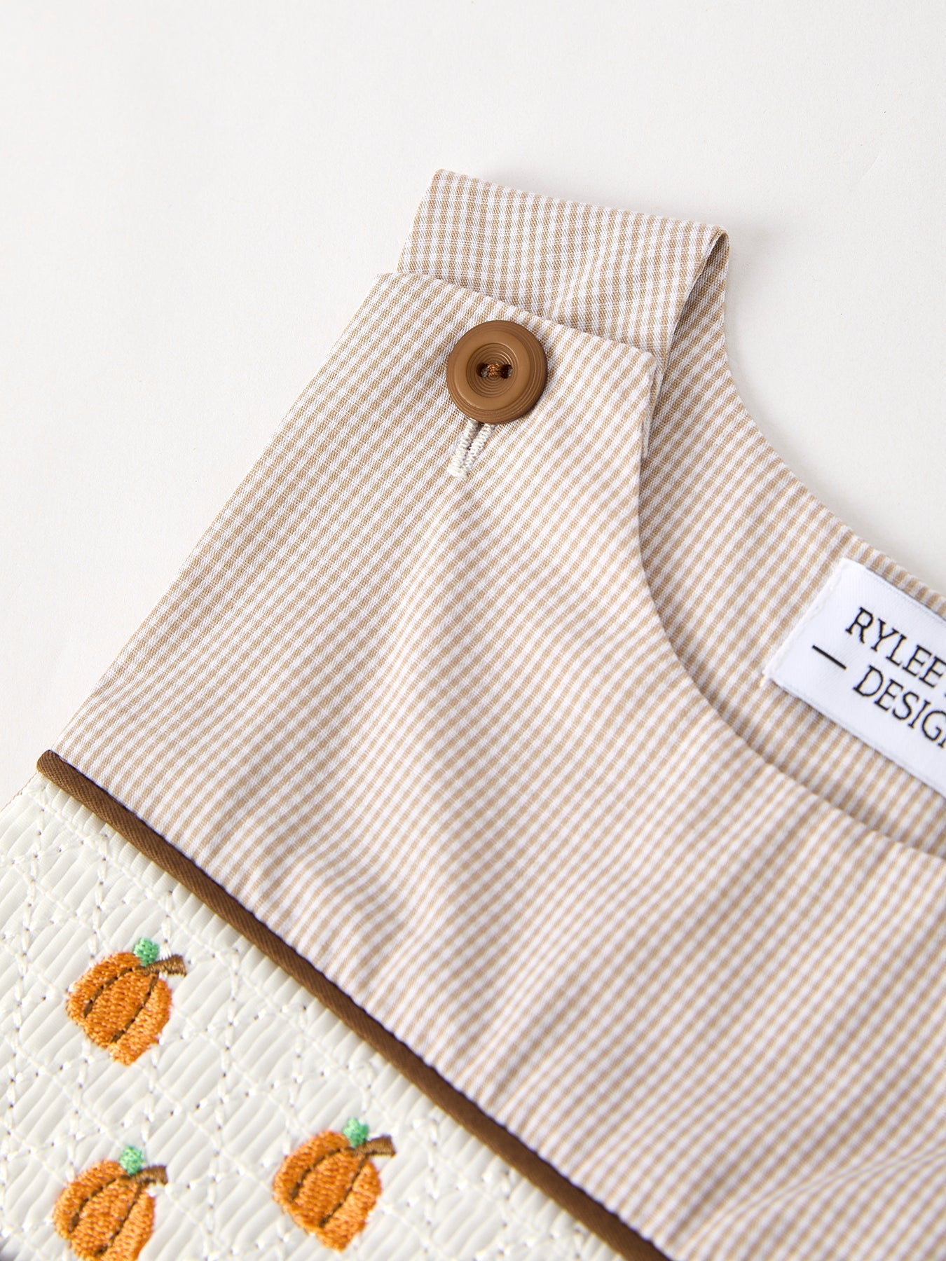 Fall Halloween & Thanksgiving Pumpkin Smock Embroidered Boys Romper - Abbies Place
