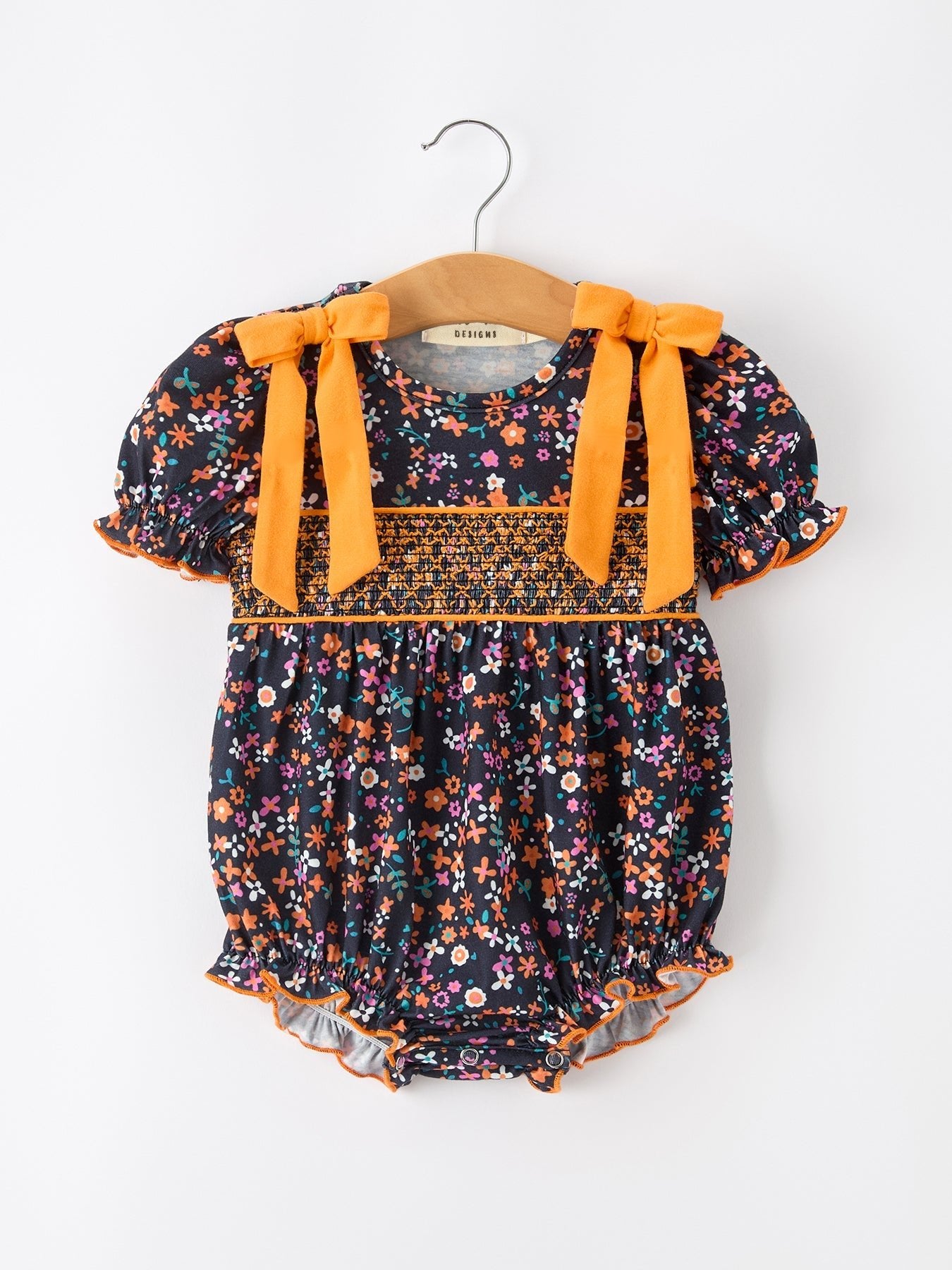 Fall Orange Floral Baby Bubble - Abbies Place