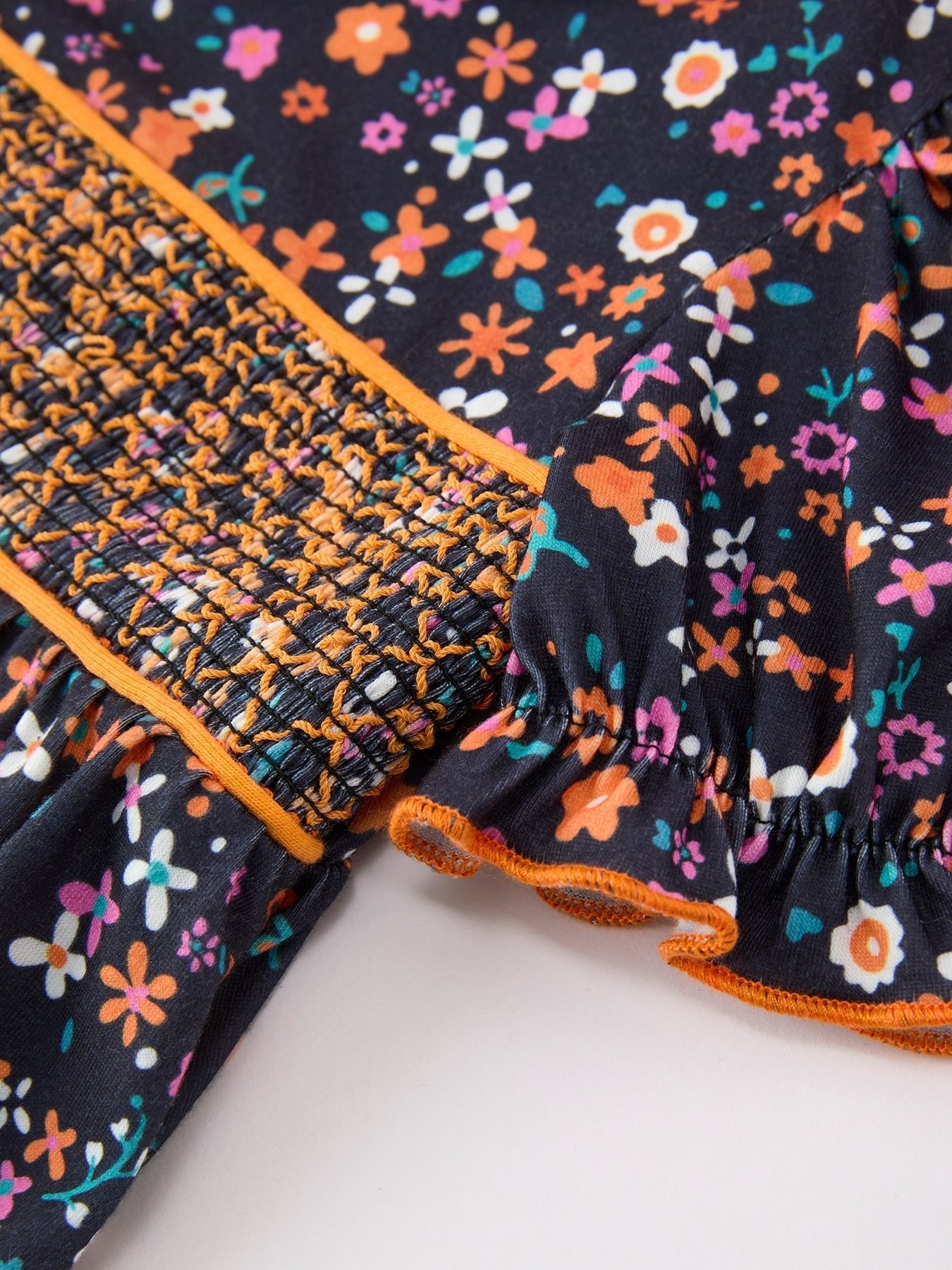 Fall Orange Floral Baby Bubble - Abbies Place