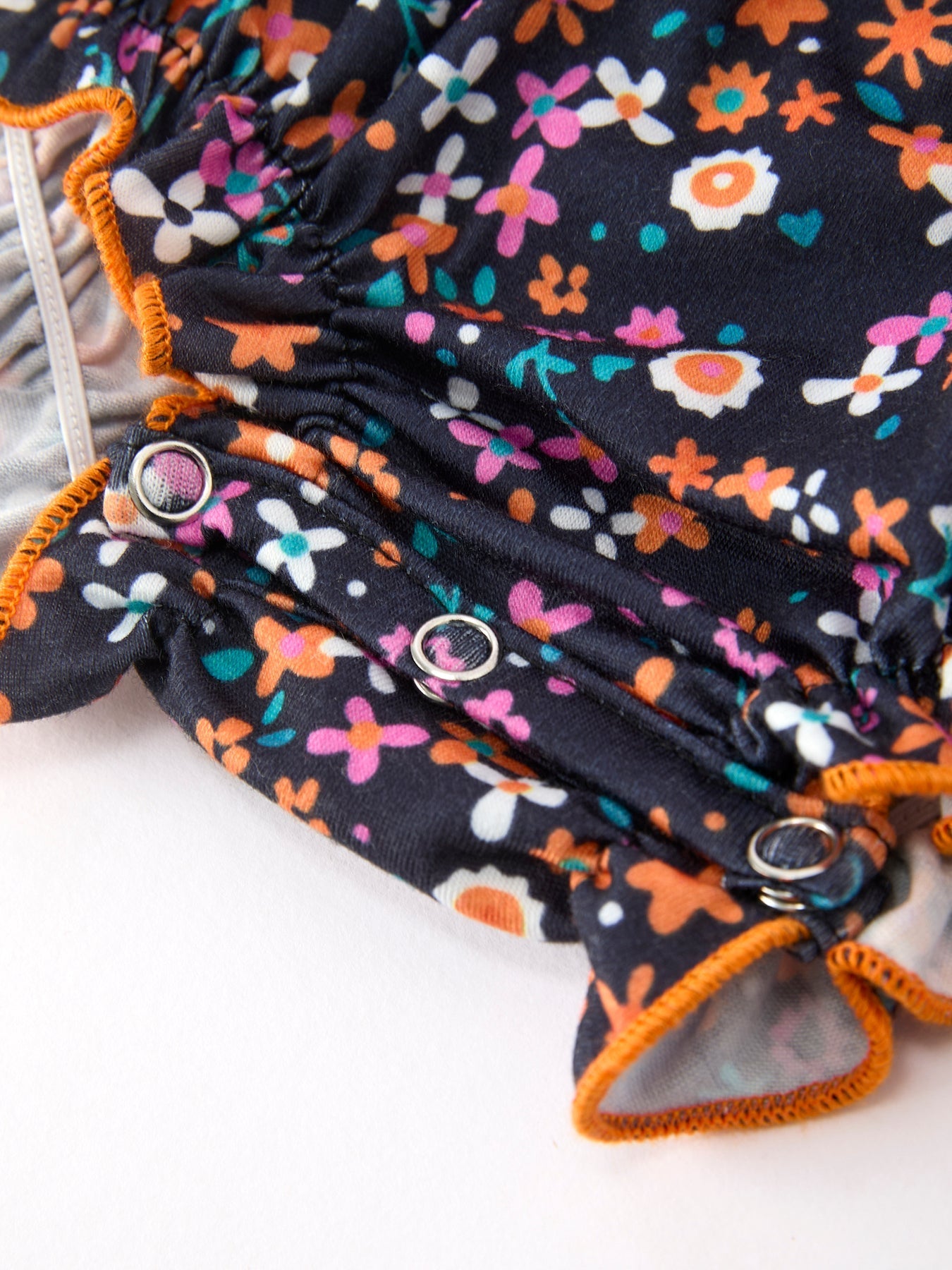Fall Orange Floral Baby Bubble - Abbies Place