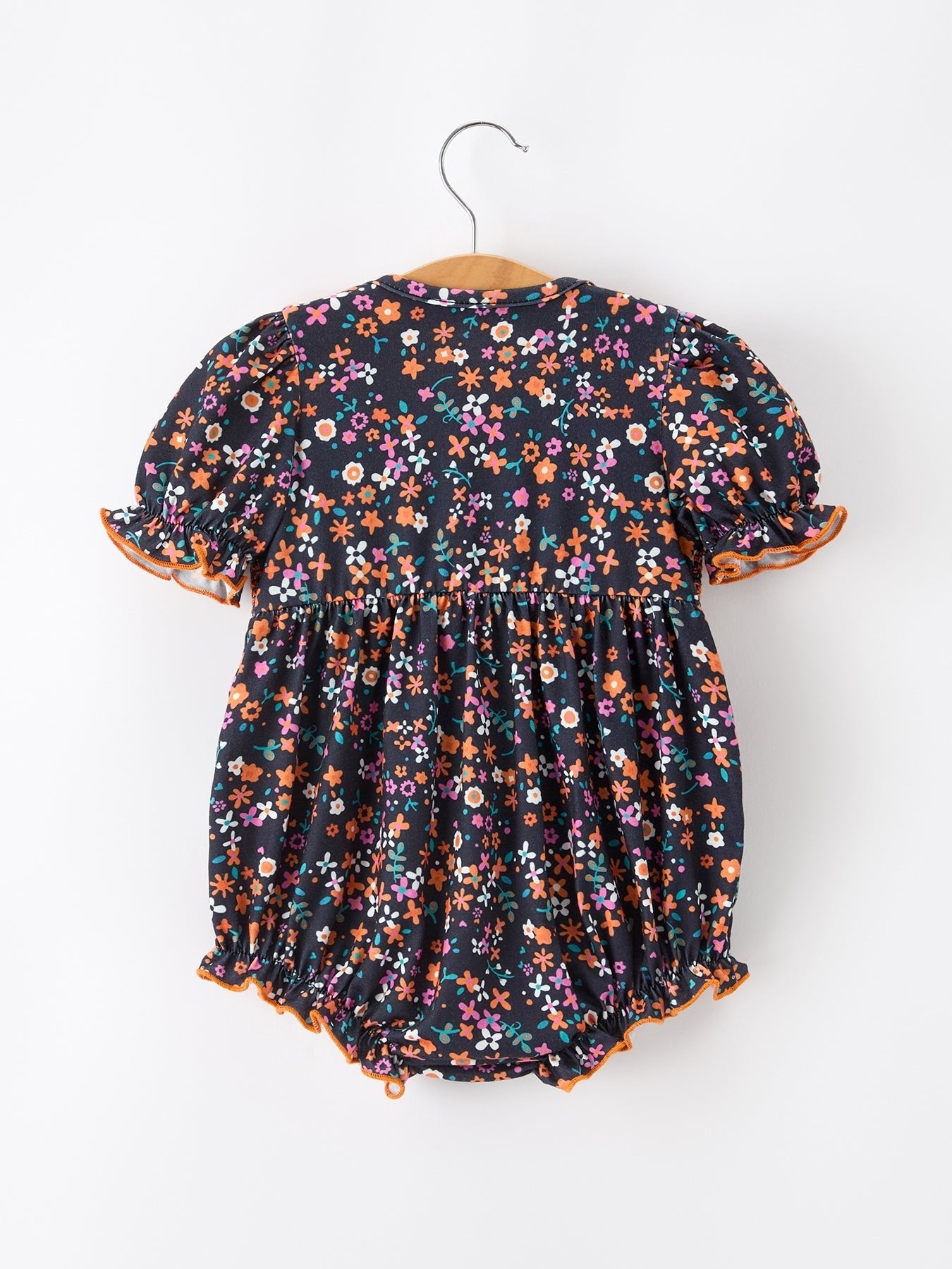 Fall Orange Floral Baby Bubble - Abbies Place