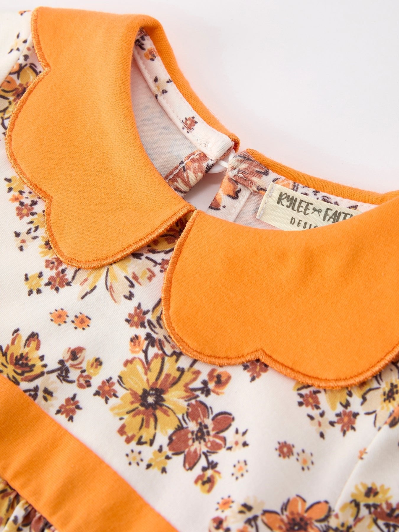 Fall Orange Floral Baby Bubble Petals Collar - Abbies Place