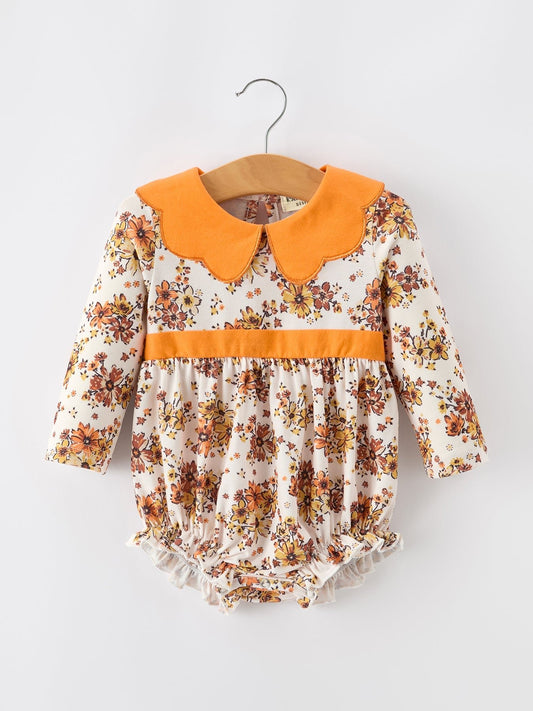 Fall Orange Floral Baby Bubble Petals Collar - Abbies Place